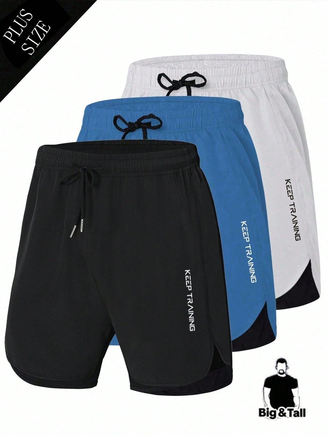 Men's Plus Size Quick-Dry Drawstring Shorts - Elastic Loose Fit Gym Shorts, Suitable For Comfortable Workout And Outdoor Activities Sports