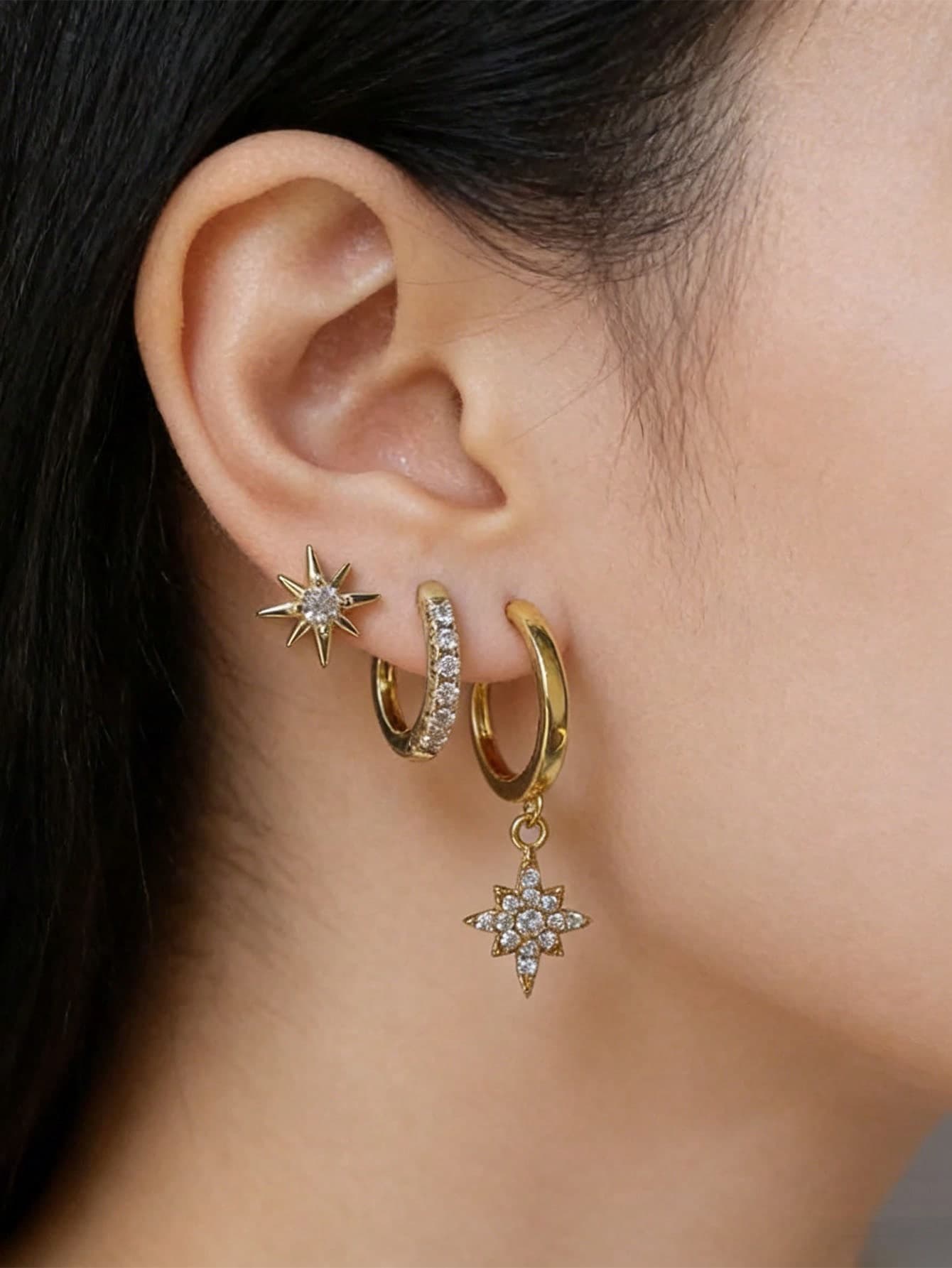 3 Pieces/6 Pieces Mobius Twist Knot Earrings Starburst Stud Earrings Copper Alloy Inlaid With Cubic Zirconia Suitable For Daily Wear By Women
