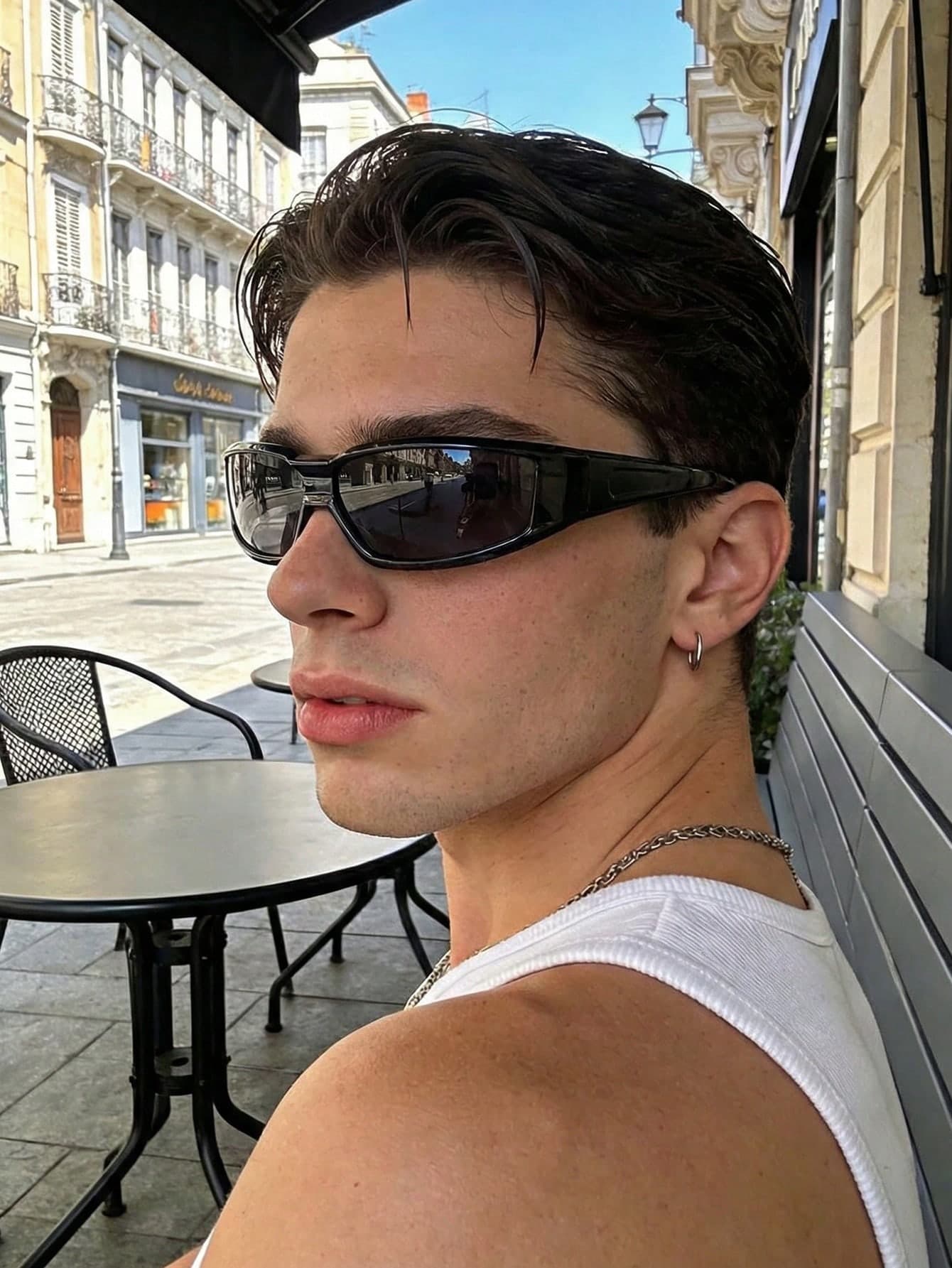 Black Retro Y2K Style Small Frame Cross Decor Fashion Glasses, Plastic Street Fashion Style Daily Decorative Glasses, Suitable For Men And Women