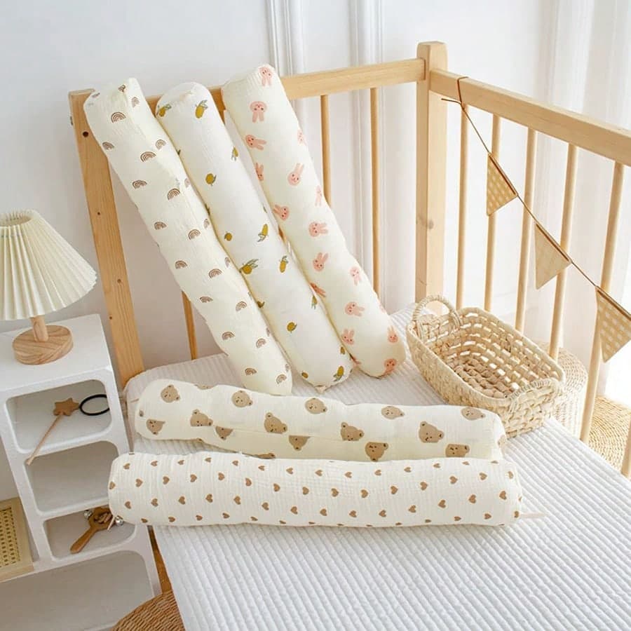Baby Side Lying Pillow, Muslin Cylindrical Pillow, Infant Cuddle Pillow, Removable & Washable, Newborn Anti-Roll Pillow