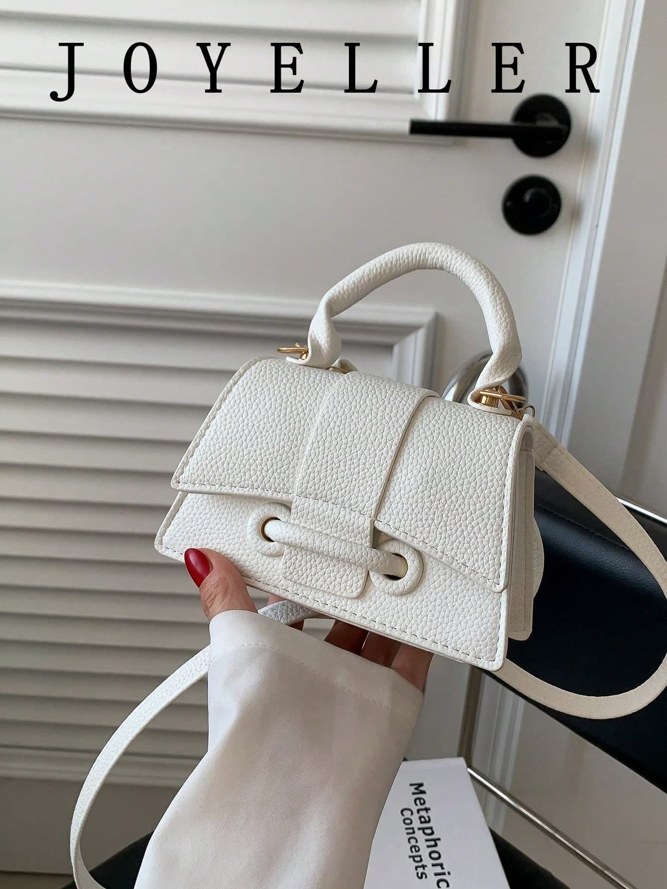 2026 Textured Lipstick Case Mini Square Bag, New Solid Color Versatile Handbag For Women, Cream Bag, White Bag