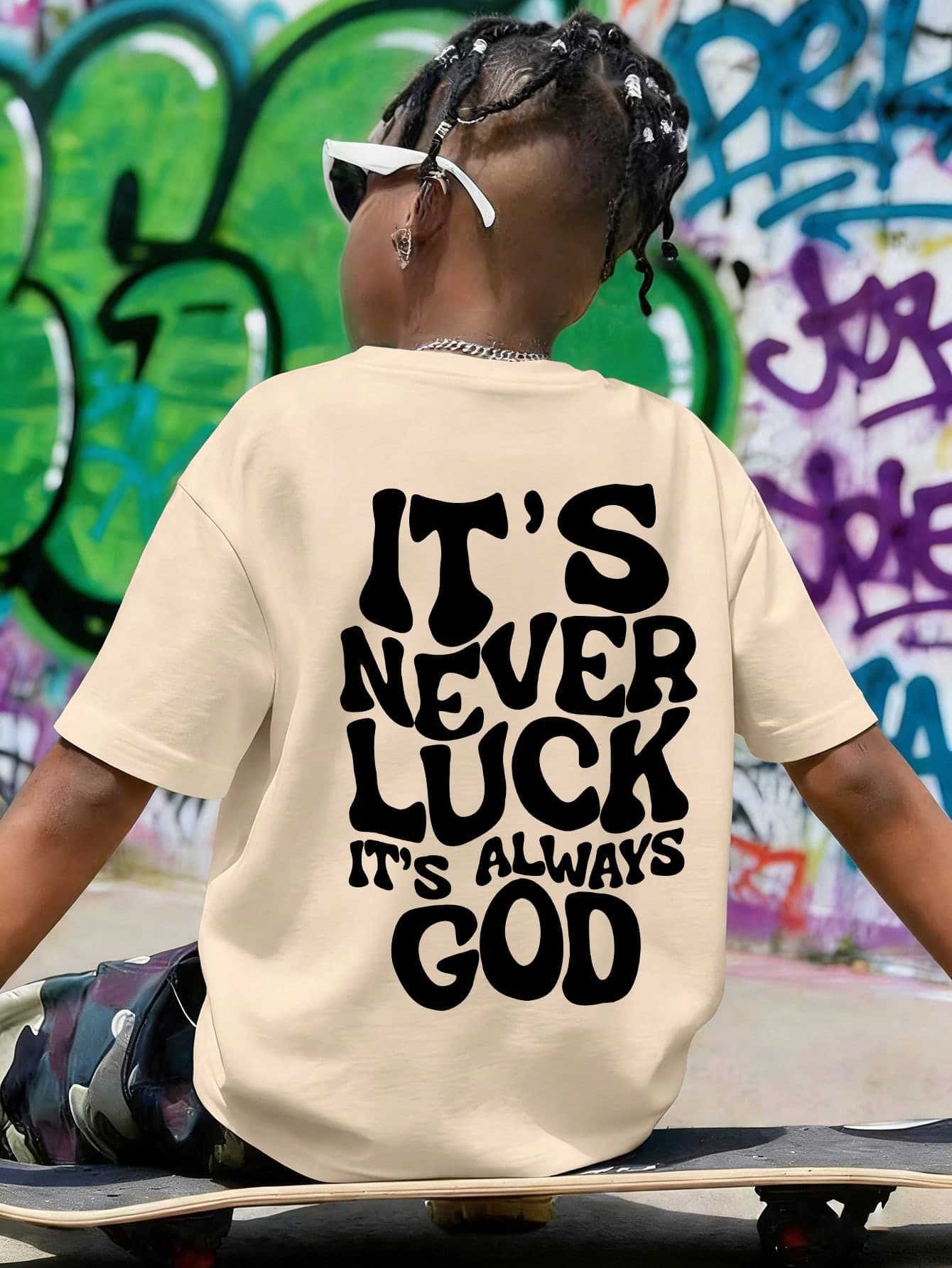 Boys' Minimalist Slogan Print Round Neck Short Sleeve T-Shirt, New Spring/Summer Tween Boy Clothing