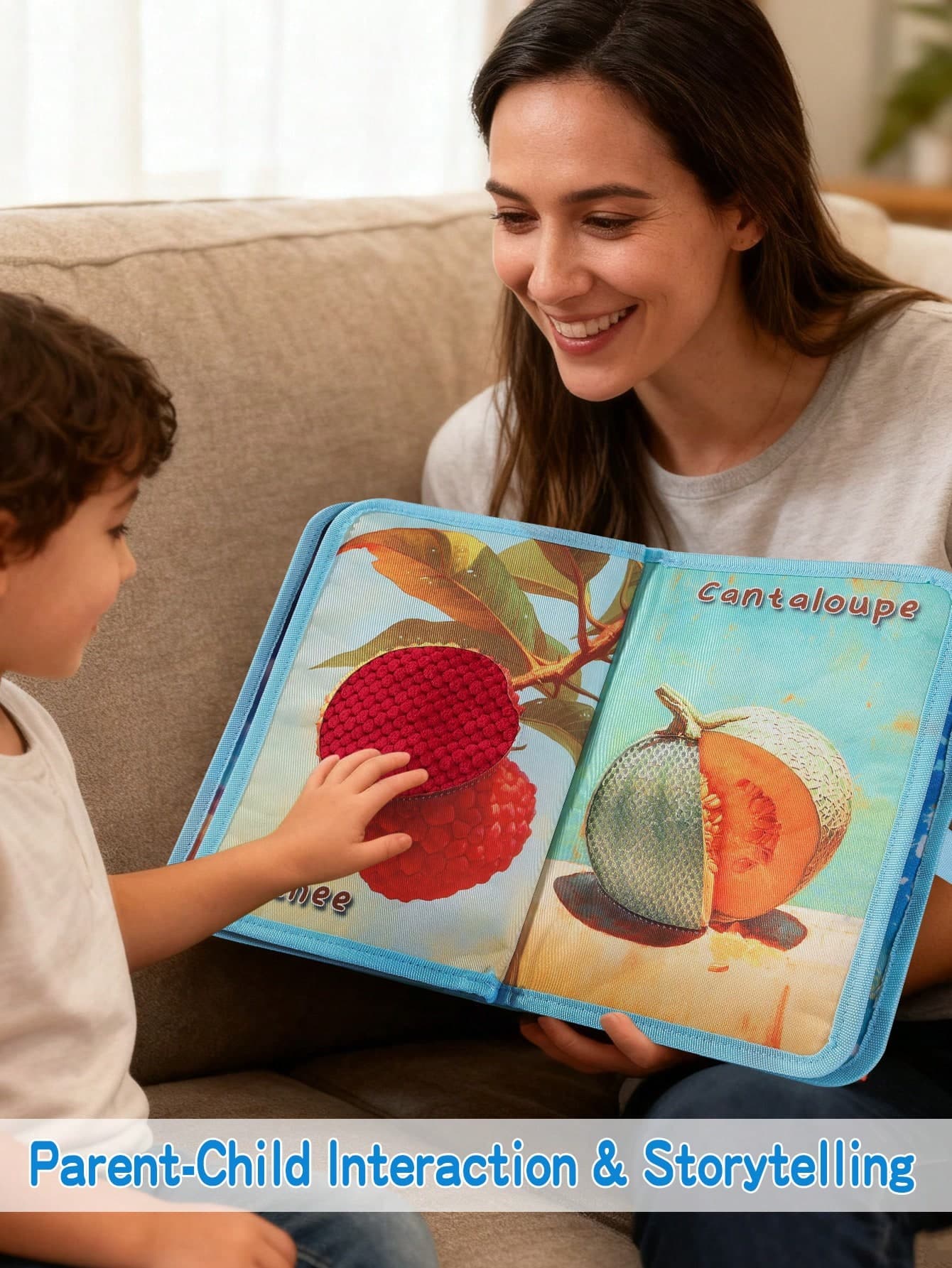 Newborn Educational Early Learning Fruit & Plant Touch And Feel Book, Montessori Sensory Enlightenment Parent-Child Interactive, Thanksgiving Halloween Christmas Children's Day Party Gift, Kids Toys, Baby Toys