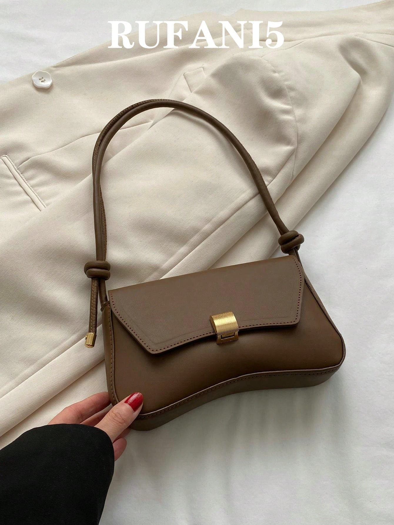 Retro Lightweight, Business Casual Chocolate Brown Flap Bag PU For Women Perfect For Office, College,