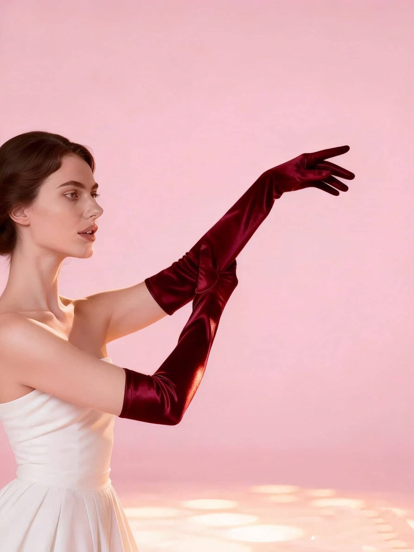 1 Pair Women's Satin Long Gloves, Suitable For Formal Occasions Like Weddings And Galas Summer