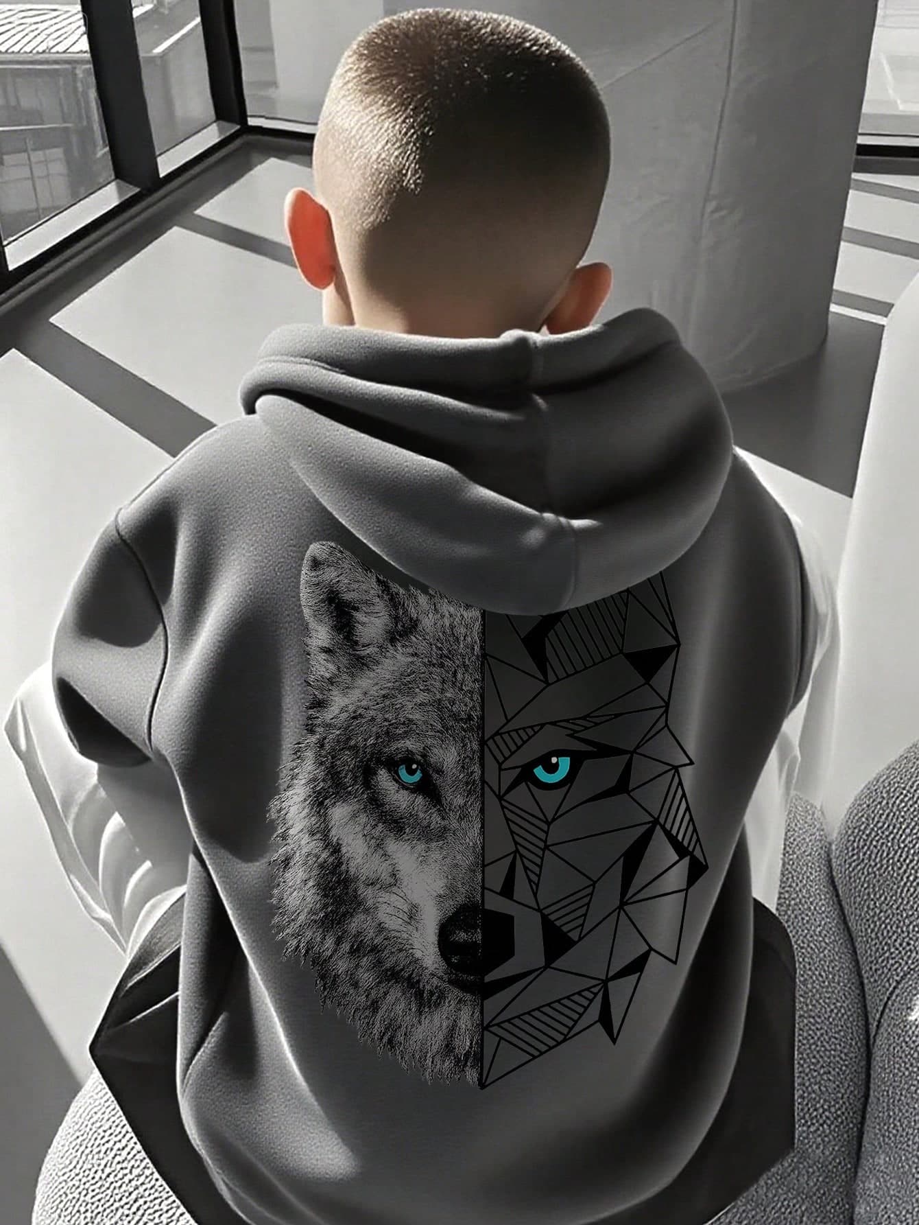 1pc Tween Boy Casual Printed Pullover Sweatshirt Sweatshirt, Thermal Lined, Long Sleeve, Autumn/Winter