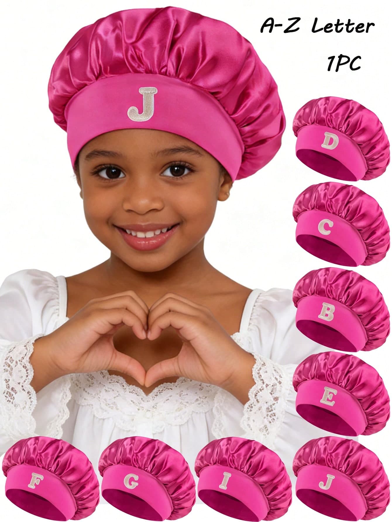 1pc Children's 26 Letter Smooth Satin Sleep Cap, Fashionable Comfortable Breathable Non-Slip Daily Hair Care Cap For Toddlers