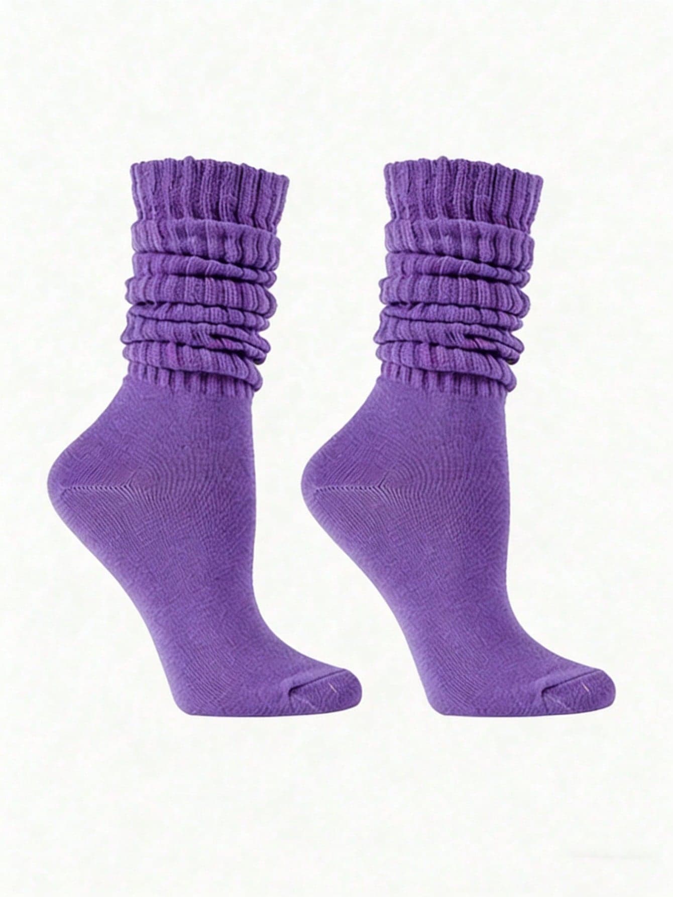 1 Pair Women's Knee-High Socks, Mid-Calf Socks, Solid Color Calf Socks, Thick Yarn Socks, Minimalist Versatile, Suitable For All Seasons, Comfortable And Warm, Daily Wear