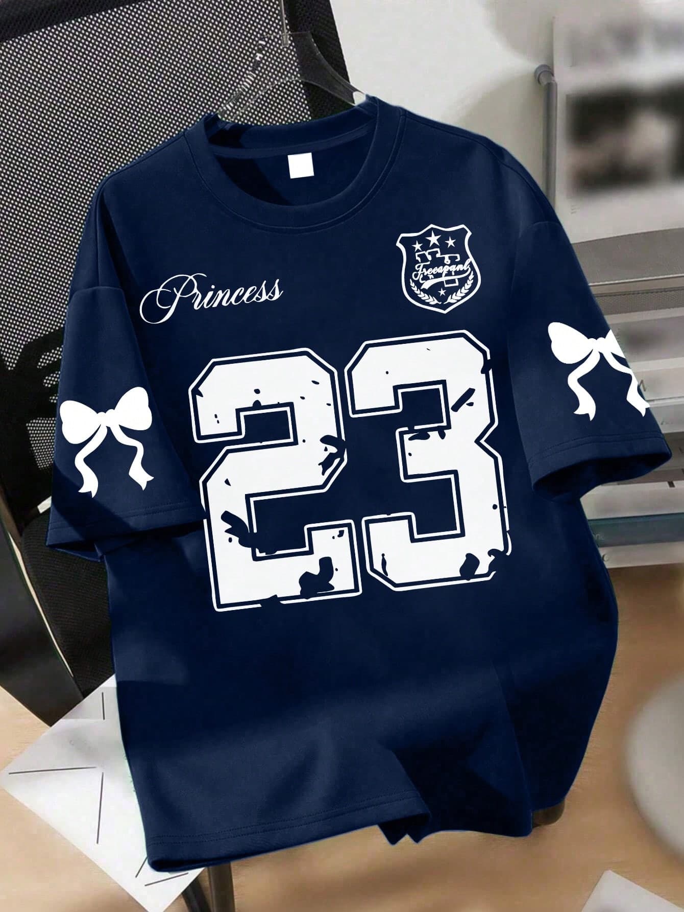 1pc Teen Girl Y2K Style #23 Graphic T-Shirt For Girls, Cute Printed Pattern, Soft & Comfortable Fabric, Suitable For School & Daily Wear In Summer