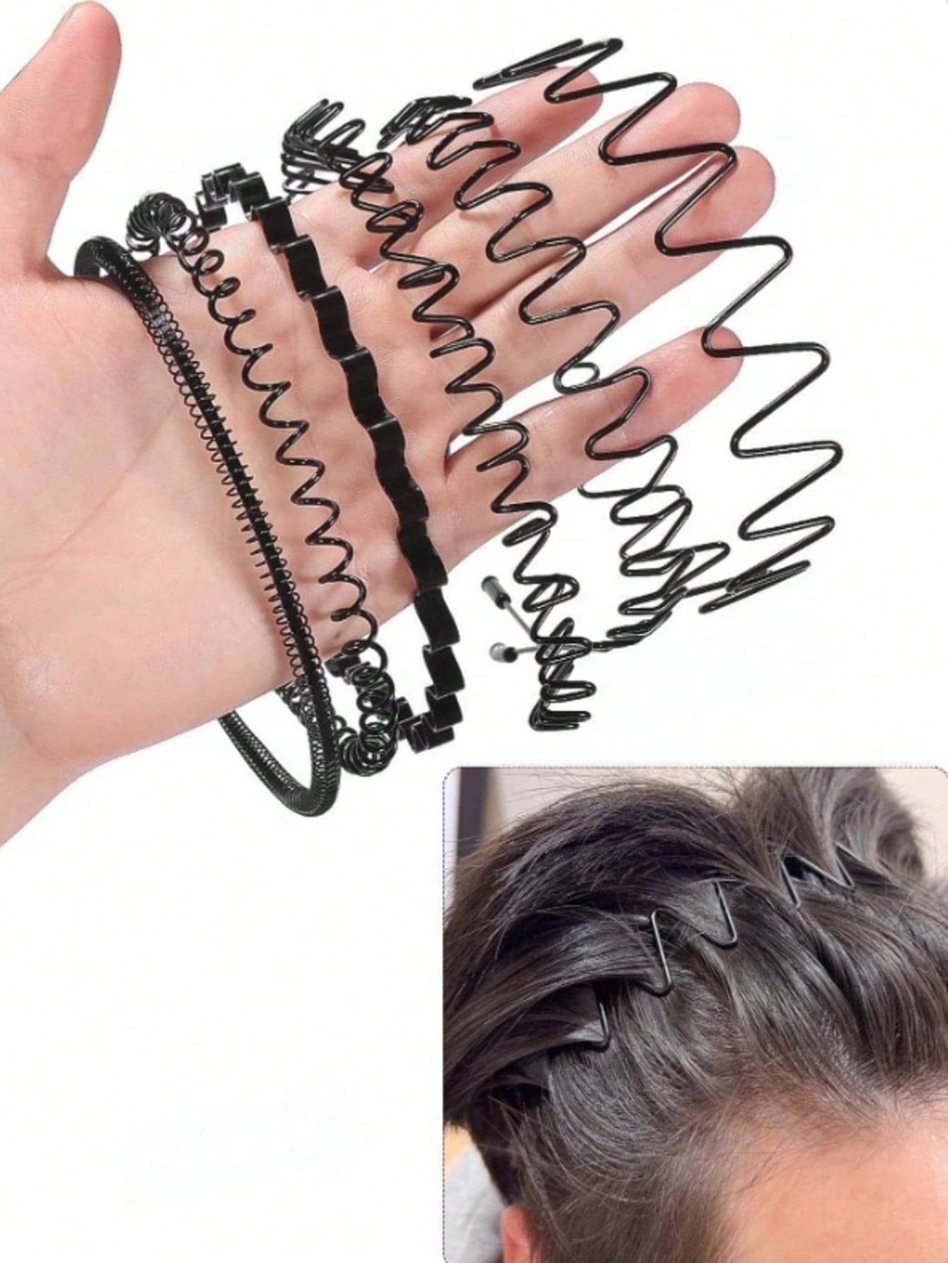 6pcs/4pcs Men's Wavy Headbands, Invisible Lightweight Thin Headwear, Minimalist Style Suitable For Going Out, Face Washing And Sports,Summer,Hair Accessories