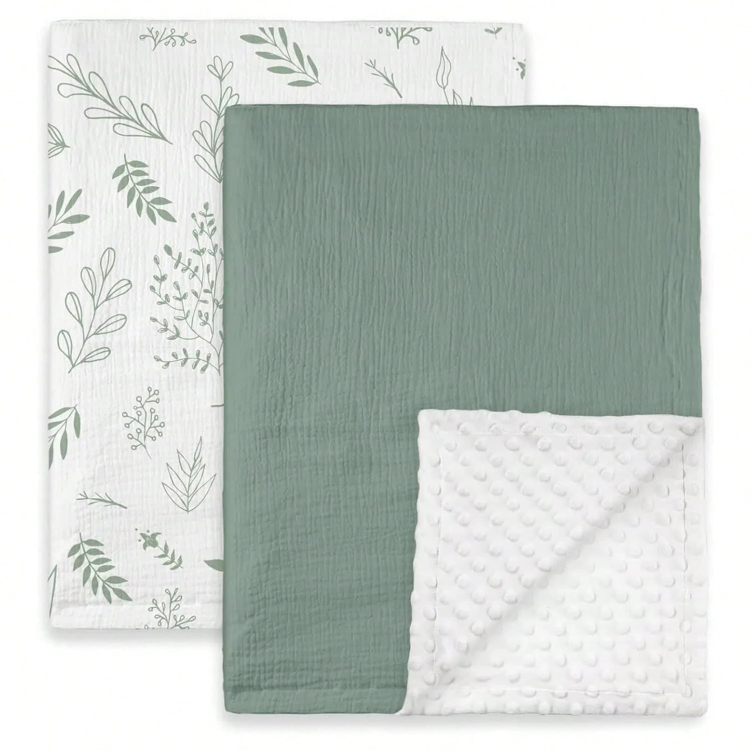 28.3 X 40 Inch Baby Blanket, Unisex, Front In Soft Breathable Gauze, Back In Dotted Fleece, Suitable For Baby And Toddler Bedding And Blankets