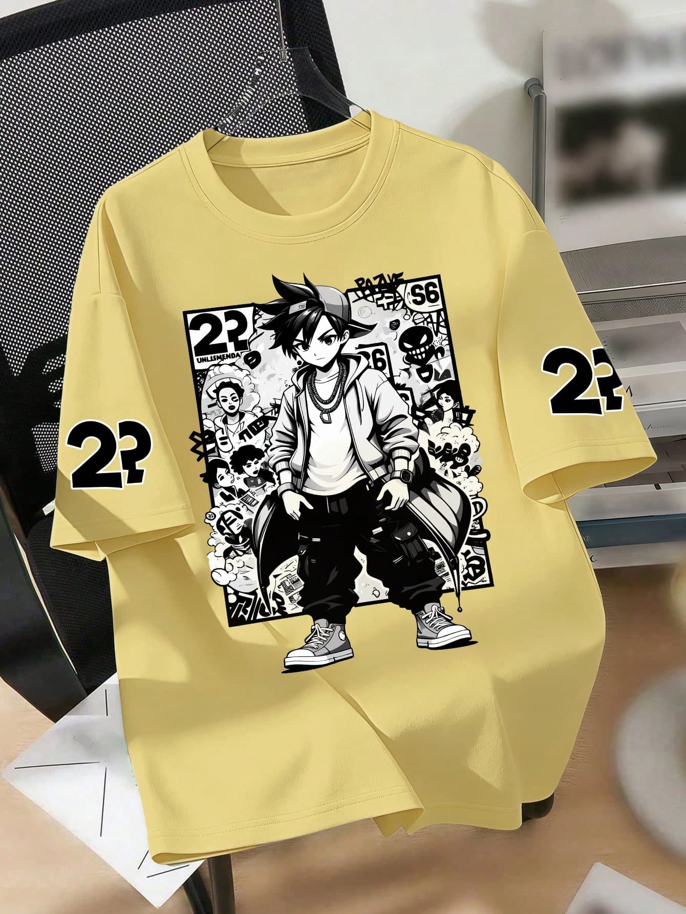 Teens/Boys' Loose Anime Character Print Casual T-Shirt, Suitable For Back To School And Summer Wear