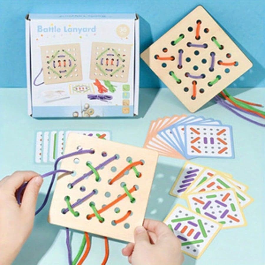 Children's Educational Lacing Board, Patience Training, Fine Motor Skills & Hand-Eye Coordination Development Toy, Holiday Gift