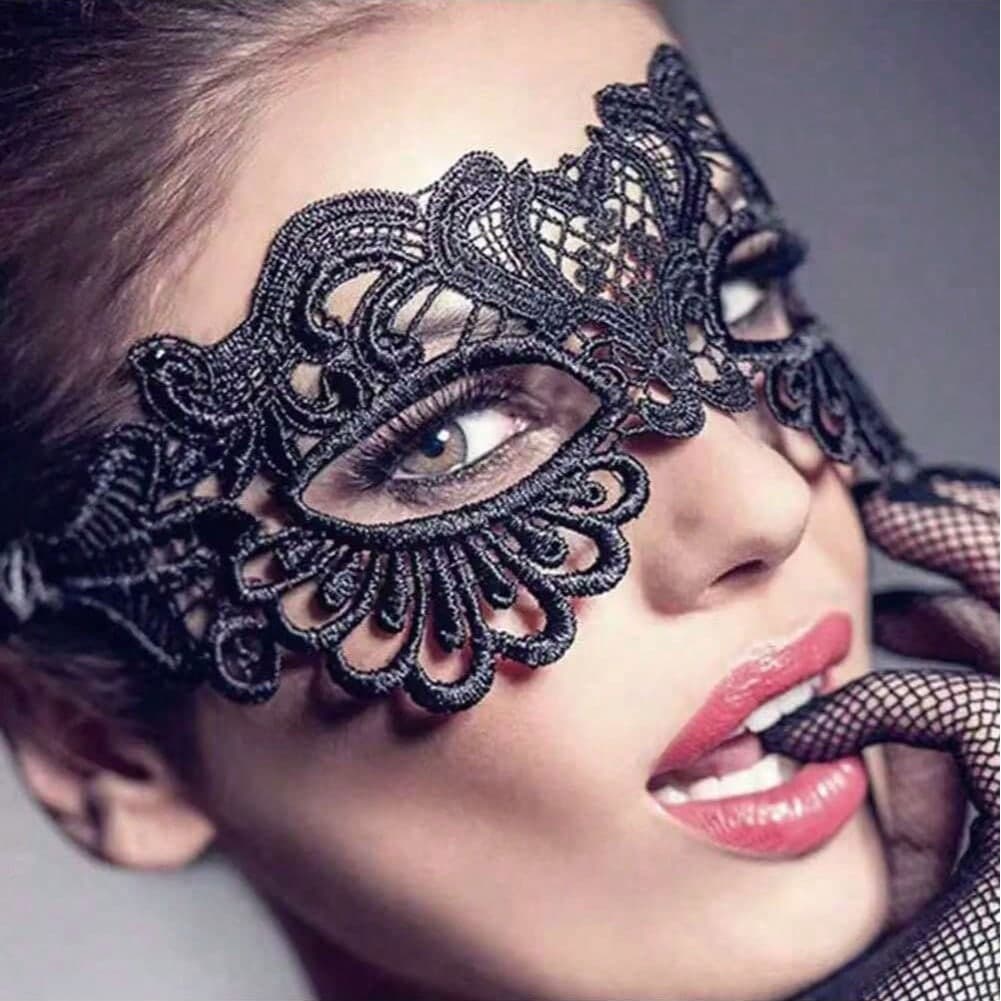 Lace Half Face Mask, Women's Halloween Masquerade Prop, Sexy Black Eyemask