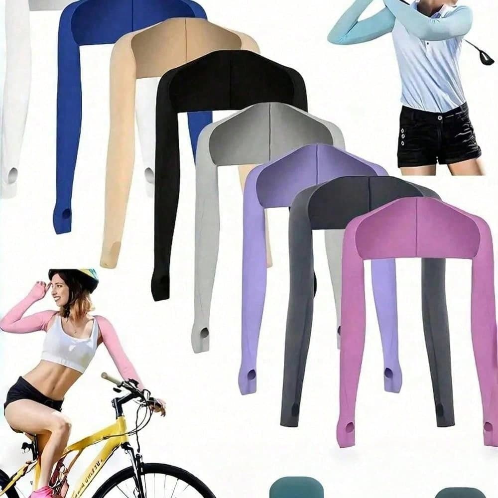 1pc Breathable UV Protection Ice Silk Sleeve Cover, Ice Silk Sunshade Sleeves, Cool Shawl Sleeve Sleeves,Elastic Half Finger Arm Gloves, UV-Resistant Sun Protection Sleeve Sleeves, , For Outdoor Sports And Golf, Outdoor Cycling UV Protection