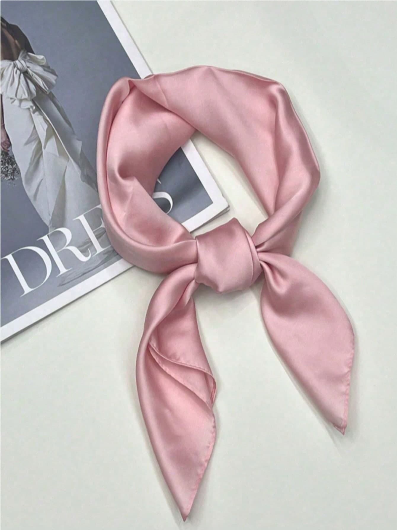 2026 High-End Elegant Women's Scarf 1pc Bandana Solid Color Headscarf 100% Polyester Suitable For Daily Use Multiple Tying Methods Multi-Purpose Square Scarf