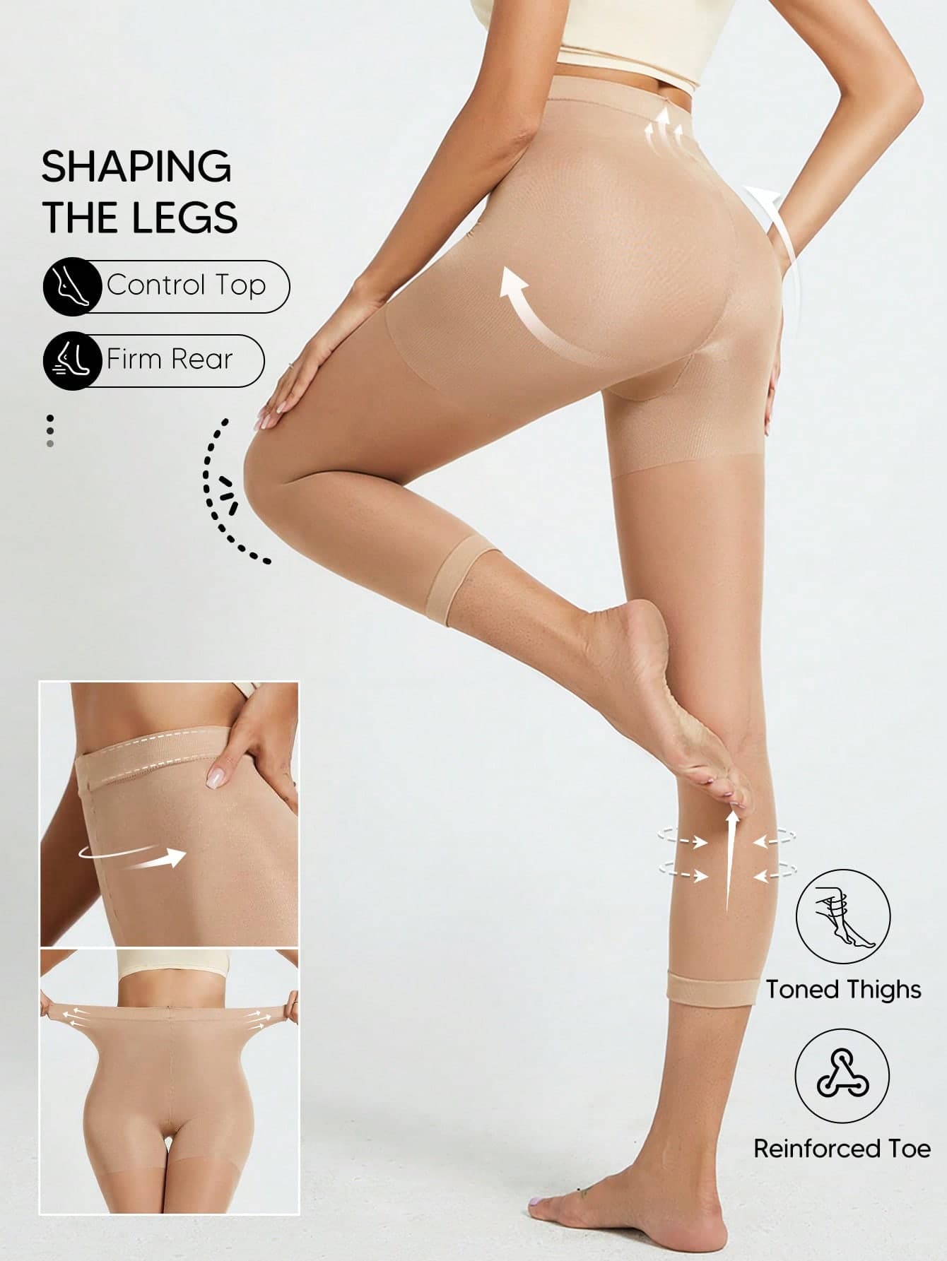 Suprenx 1pc Lightweight Soft Compression 3/4 Leggings With Tummy Control
