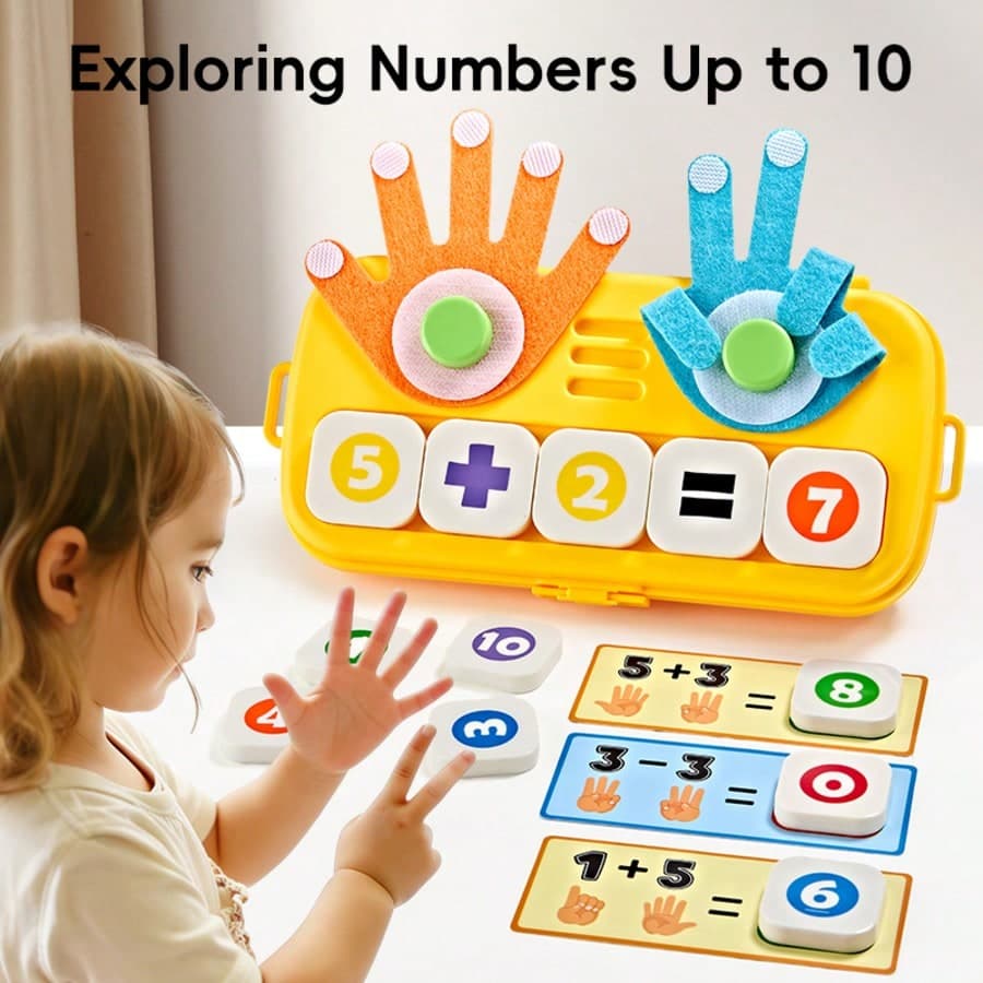 Finger Counting Blocks Math Toy - Interactive Arithmetic Learning Set With Flashcards, Educational Counting Game For Children 3+ Years Old