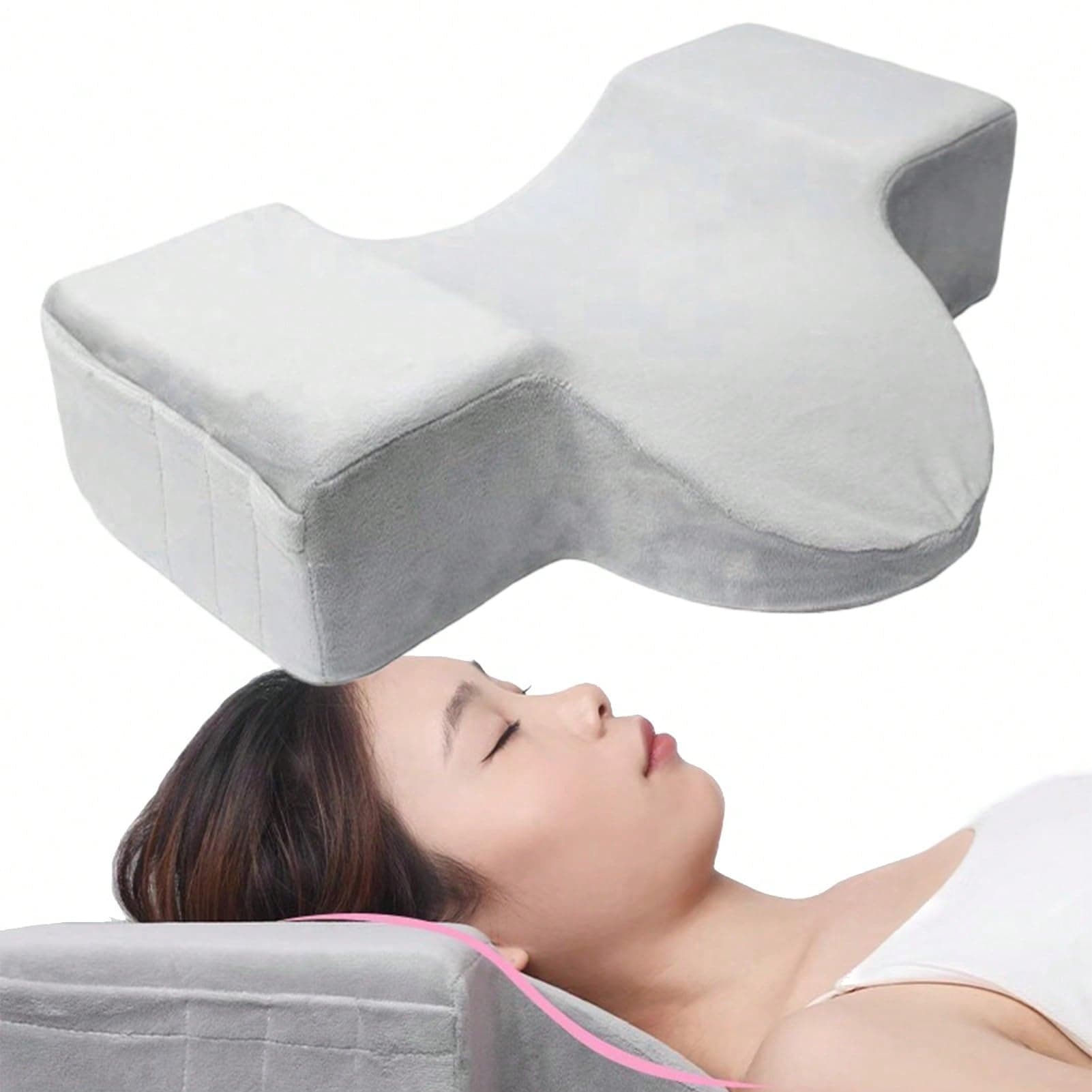 Eyelash Extension Neck Pillow, Ergonomic Eyelash Support Pad, Neck Correcting Pillow With Removable Pillowcase, Professional Eyelash Artist Tool, Comfortable SPA Accessory For Clients During Eyelash Extension Process