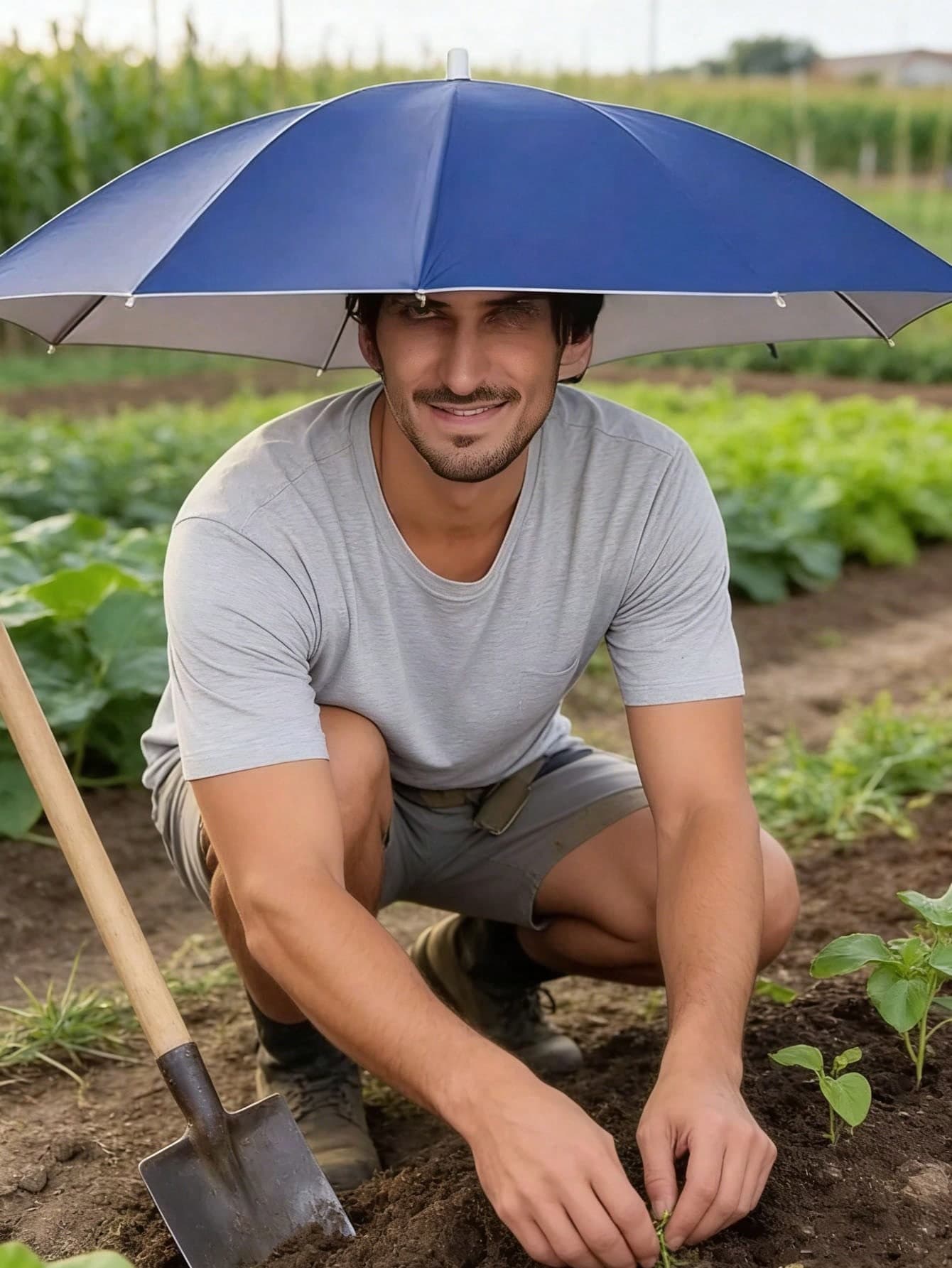 1pc Umbrella Hat, Suitable For Camping And Fishing, Elastic Headband Umbrella Hat, UV Protection Umbrella Hat, Windproof And Rainproof Umbrella Hat Suitable For Golf, Fishing, Camping, Gardening, Beach Activities, Canoeing, Travel And Hiking.