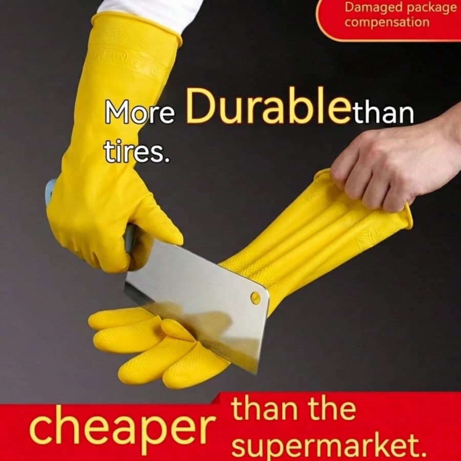 High Quality Latex Gloves, Suitable For Household Cleaning - Thicker, Durable, Waterproof, Can Be Used For Kitchen, Dishwashing, Laundry And Car Washing - Powder-Free PVC Material