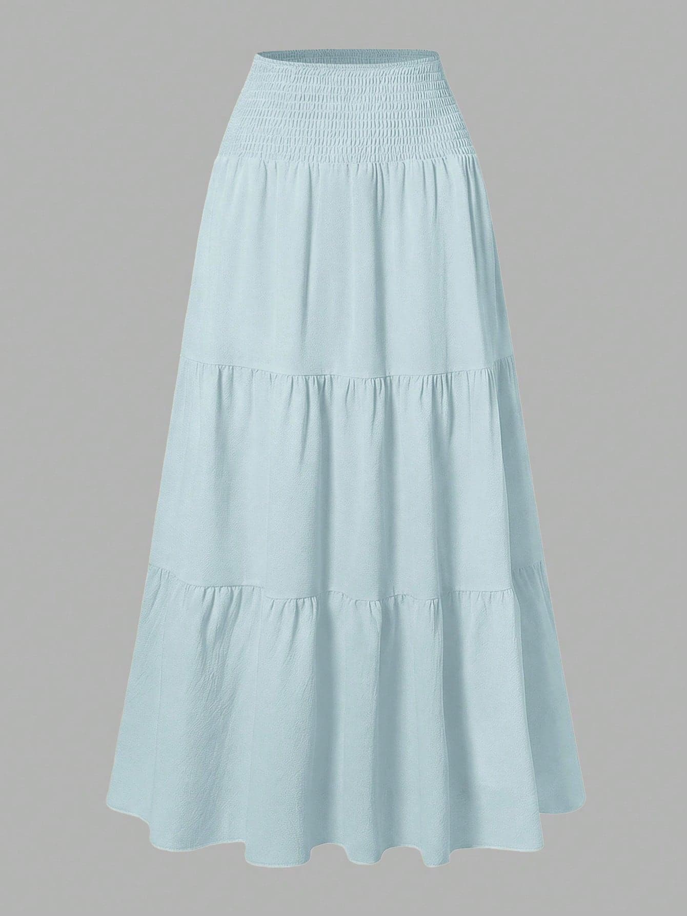 Women's Solid Color Minimalist Versatile Ruffle Hem Bubble Crinkle Feeling Semi-Sheer Skirt Summer