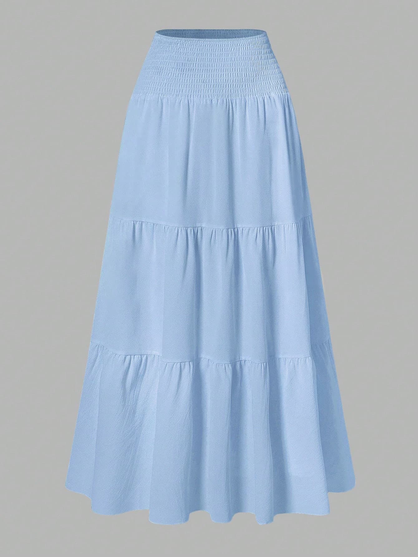 Women's Solid Color Minimalist Versatile Ruffle Hem Bubble Crinkle Feeling Semi-Sheer Skirt Summer