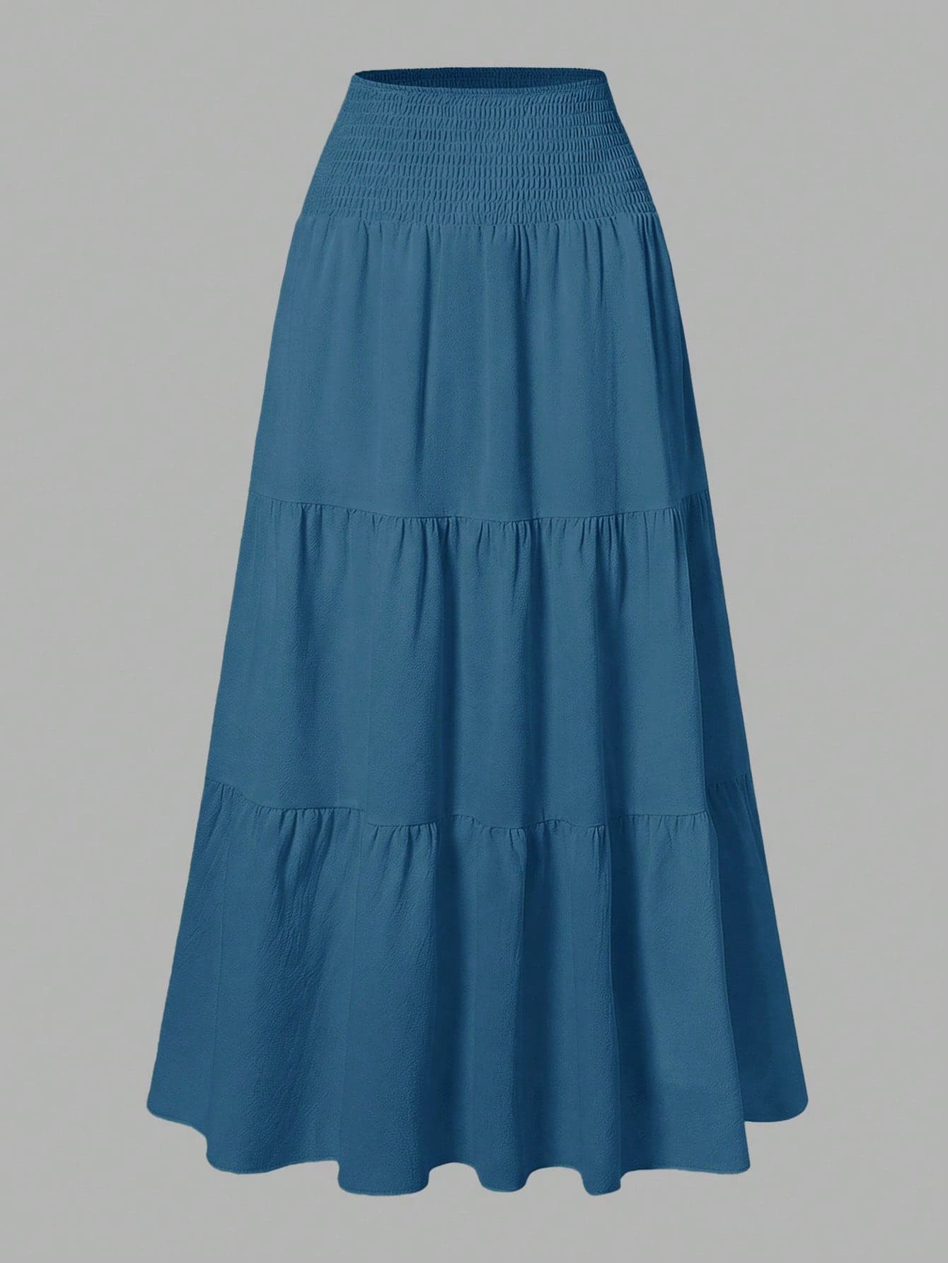 Women's Solid Color Minimalist Versatile Ruffle Hem Bubble Crinkle Feeling Semi-Sheer Skirt Summer