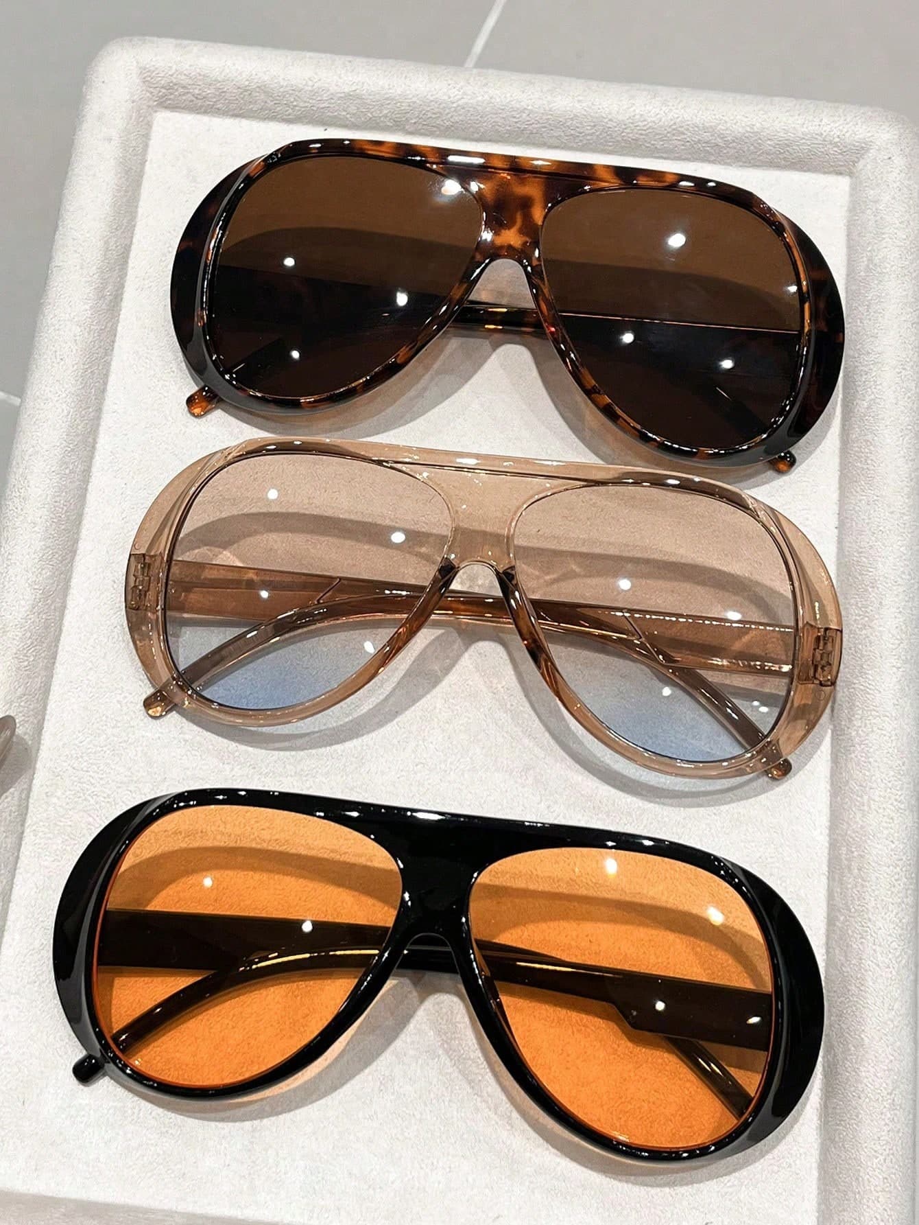 1-3-4 Pairs Leopard Print Plastic Colored Lens Aviator Glasses For Women, Fashion Accessory Suitable For Street Photography, Outfit, Vacation, Travel And Plus Size