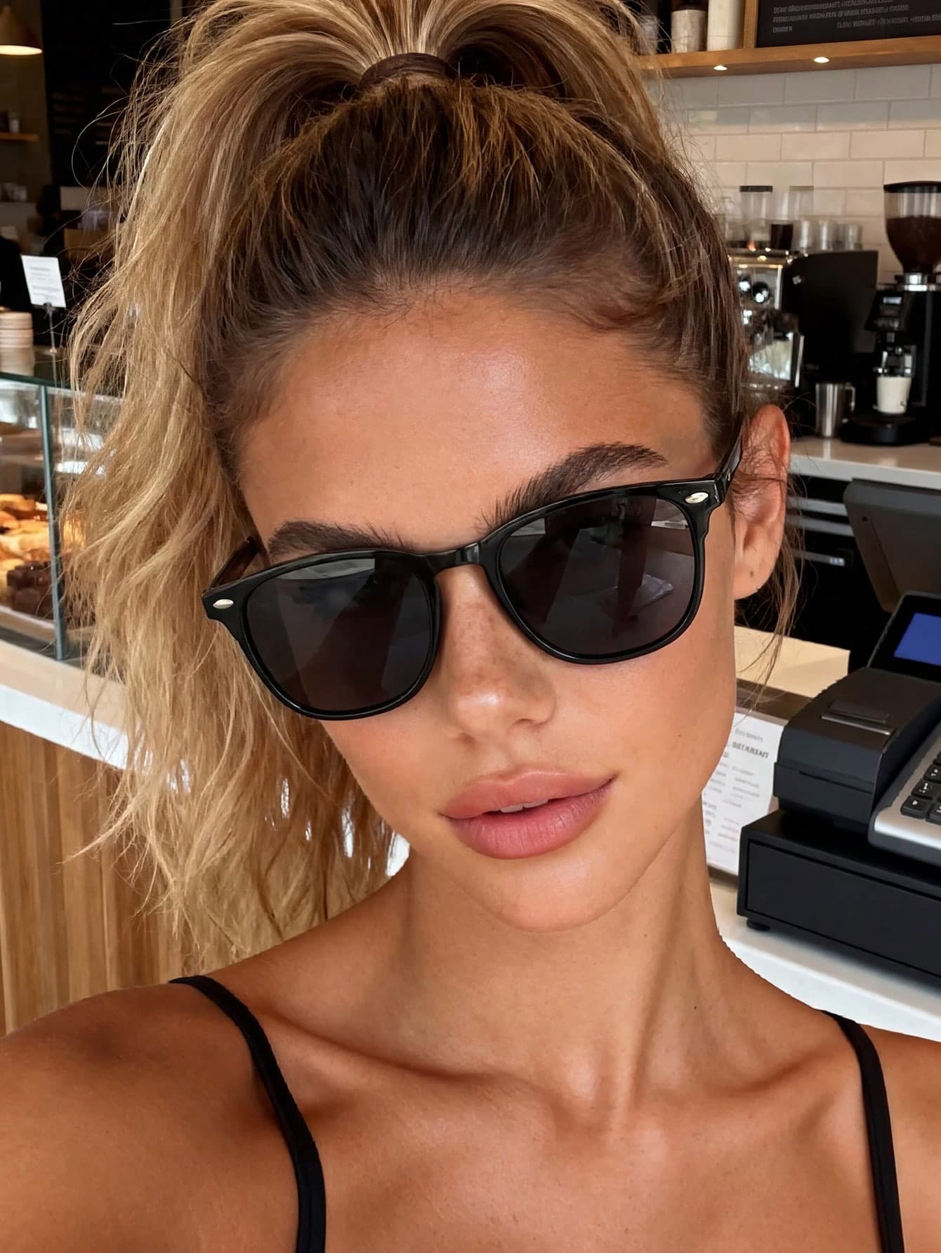 1 Pair Women's Square Black Sunglasses, Suitable For Vacation Atmosphere, Travel, Sports Style, Driving, Holiday Outfit, Beach, Summer Accessory, Family Outing, Elegant Look, Party