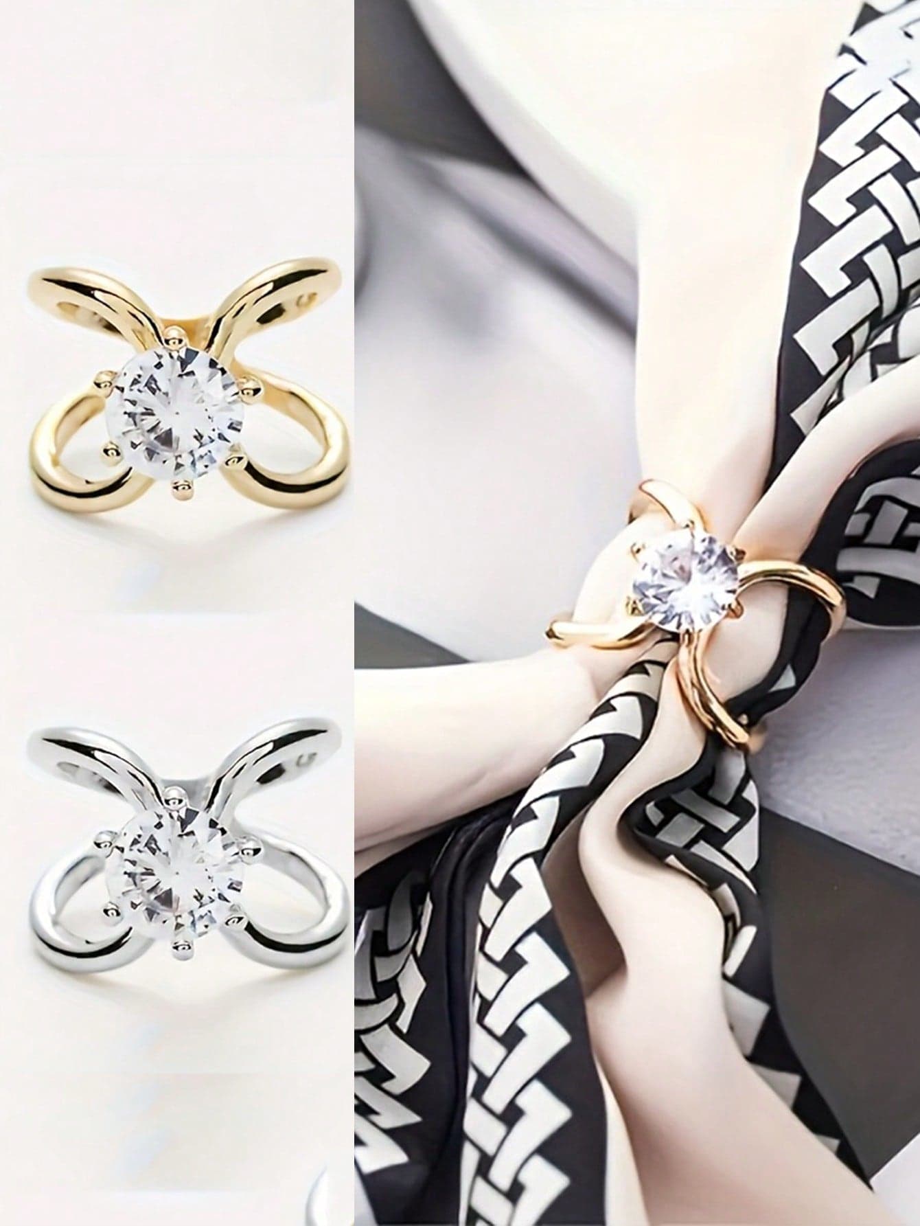 2pcs Scarf Rings, Metal Scarf Shawl Clips, Simple Geometric Shape Scarf Buckles, Women's Accessories - Gold Version, New Simple Shiny Scarf Buckles, Multi-Functional Scarf Tie Buckles, Scarf Rings, Smooth Elegant Scarf Buckles, Women's Decorative Items
