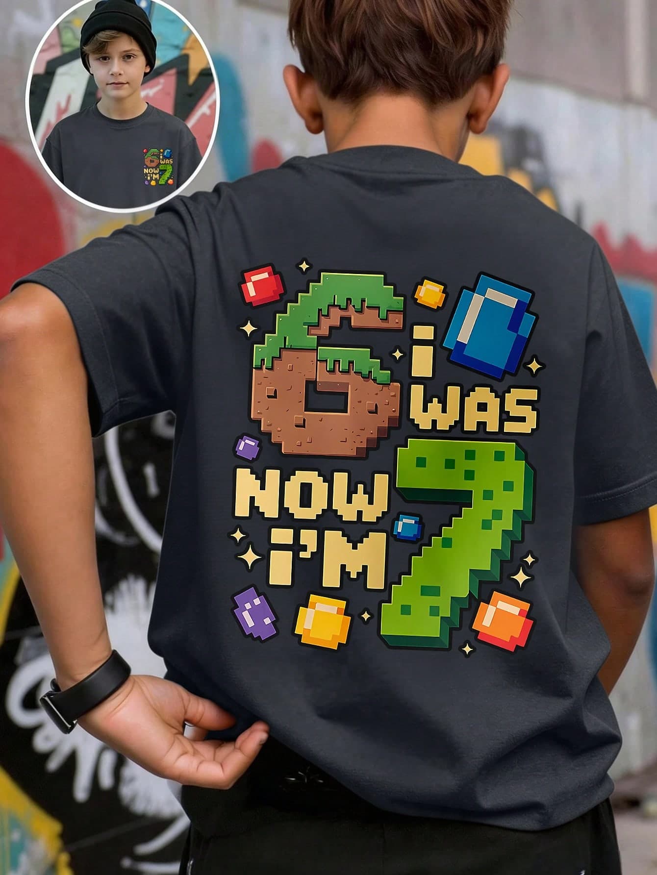 New Spring/Summer Boys Cute Game Style "67" Graphic Round Neck Short Sleeve T-Shirt, Children Printed Tee