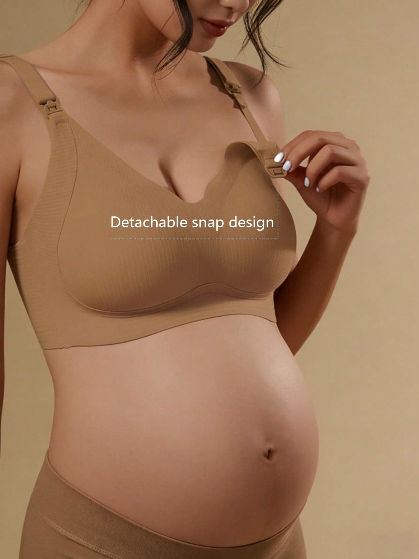 Maternity Nursing Bra, Wireless, Anti-Sagging, Postpartum Breastfeeding Bra With Half-Fixed Lift And Clip-Open Design