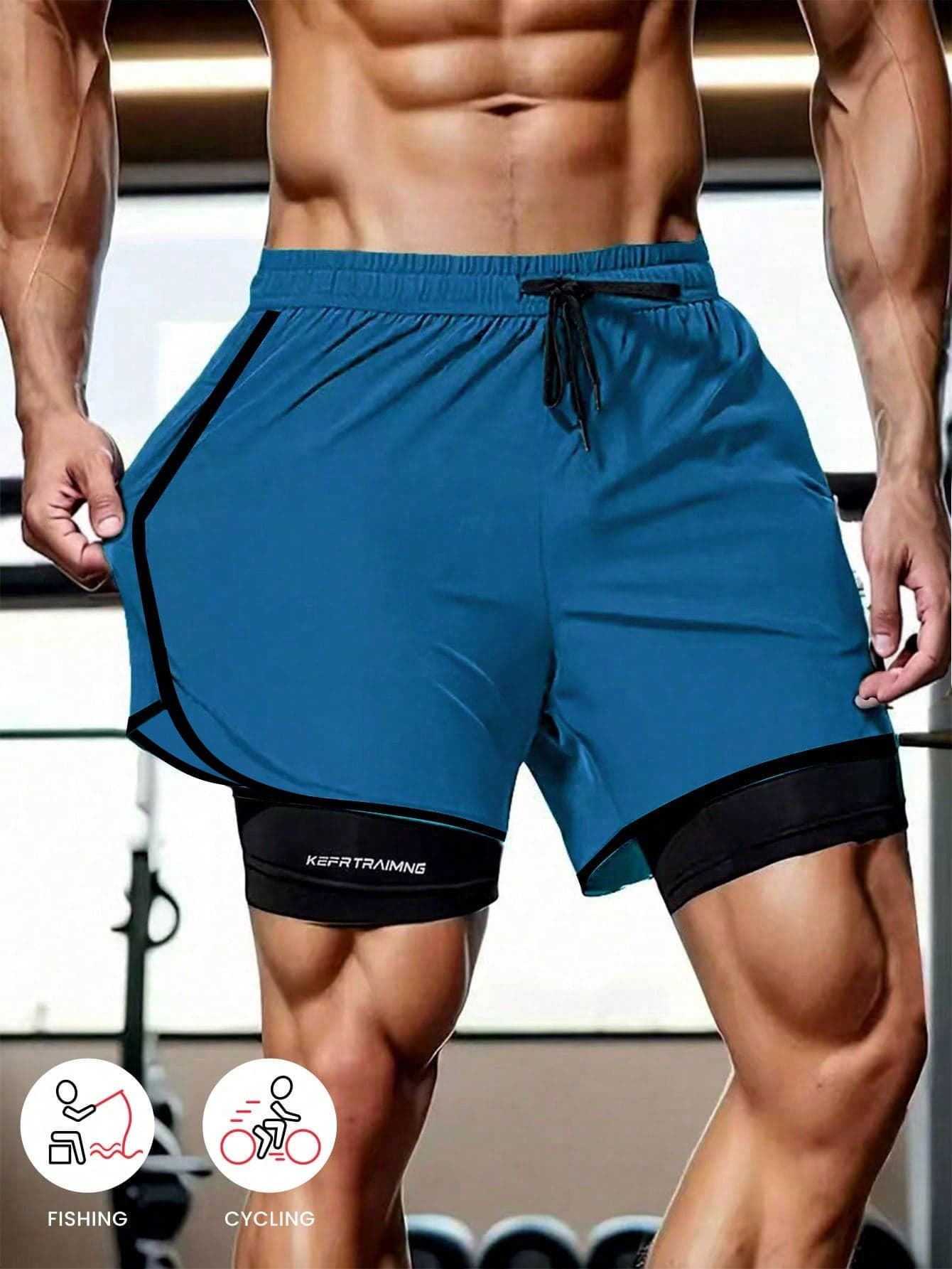 Spring/Summer Solid Color Sports Shorts, Anti-Slip Double Layer Couple, Men's And Women's Double Layer Sports Shorts, Running, Outdoor Fitness Pants, Men's Summer Wear, Loose Shorts