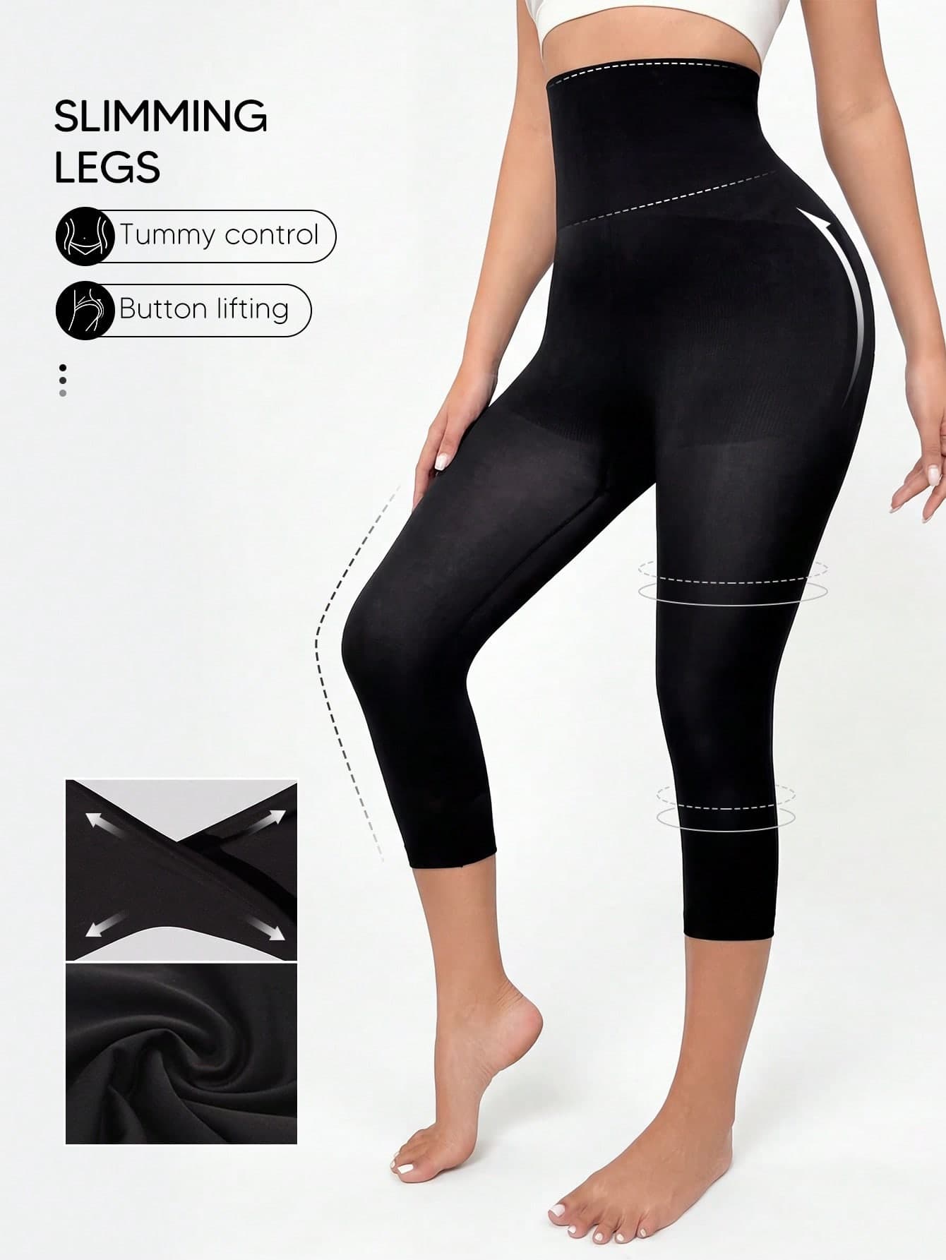 Suprenx Women's High Waist Tight Slimming Shaping 3/4 Leggings