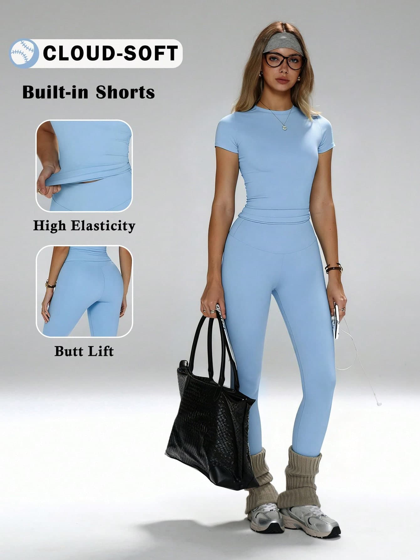 FWH #All-Match All-Season# Shaping Versatile Style Slimming & Flattering Shirt, Multi-Scenario Wear, Women's Slimming Athletic Yoga 2-Piece Set Sports