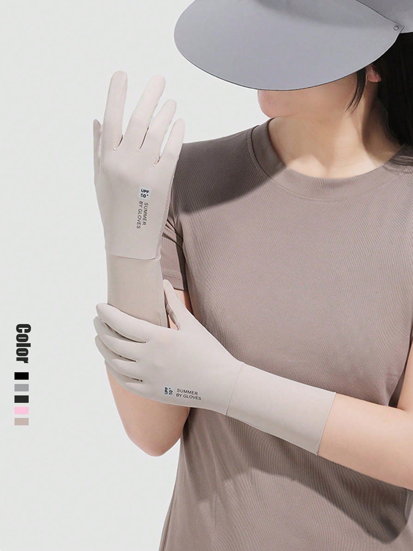 1 Pair Women's Sunscreen Gloves, Summer UPF50+ Breathable Driving Anti-Slip Wrist Length Thin Gloves For Cycling,Travel,Festival