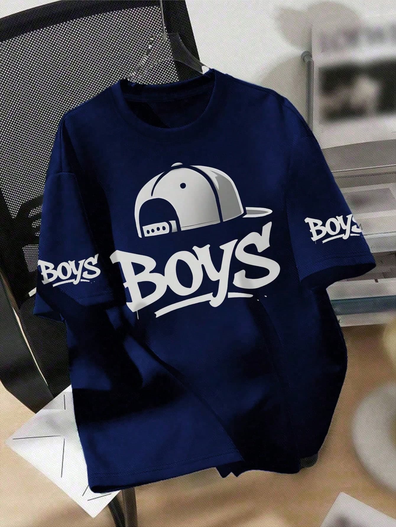 1pc Boys Street Style "Boys" Graphic Casual Short Sleeve T-Shirt, Essential For Boys' Everyday Wear And School Activities, Spring/Summer