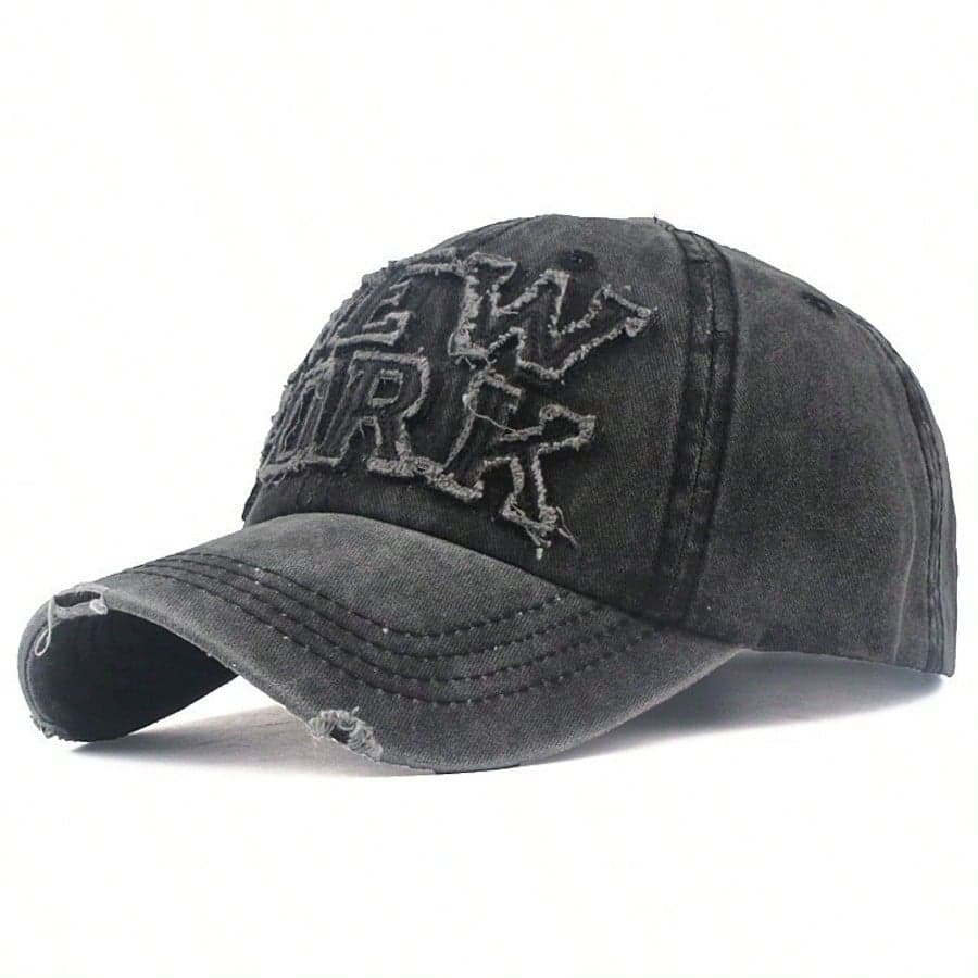 Washed Cotton Baseball Cap, NEWYORK Embroidery Casual Sun Hat, Versatile For Adults,Summer,Beach