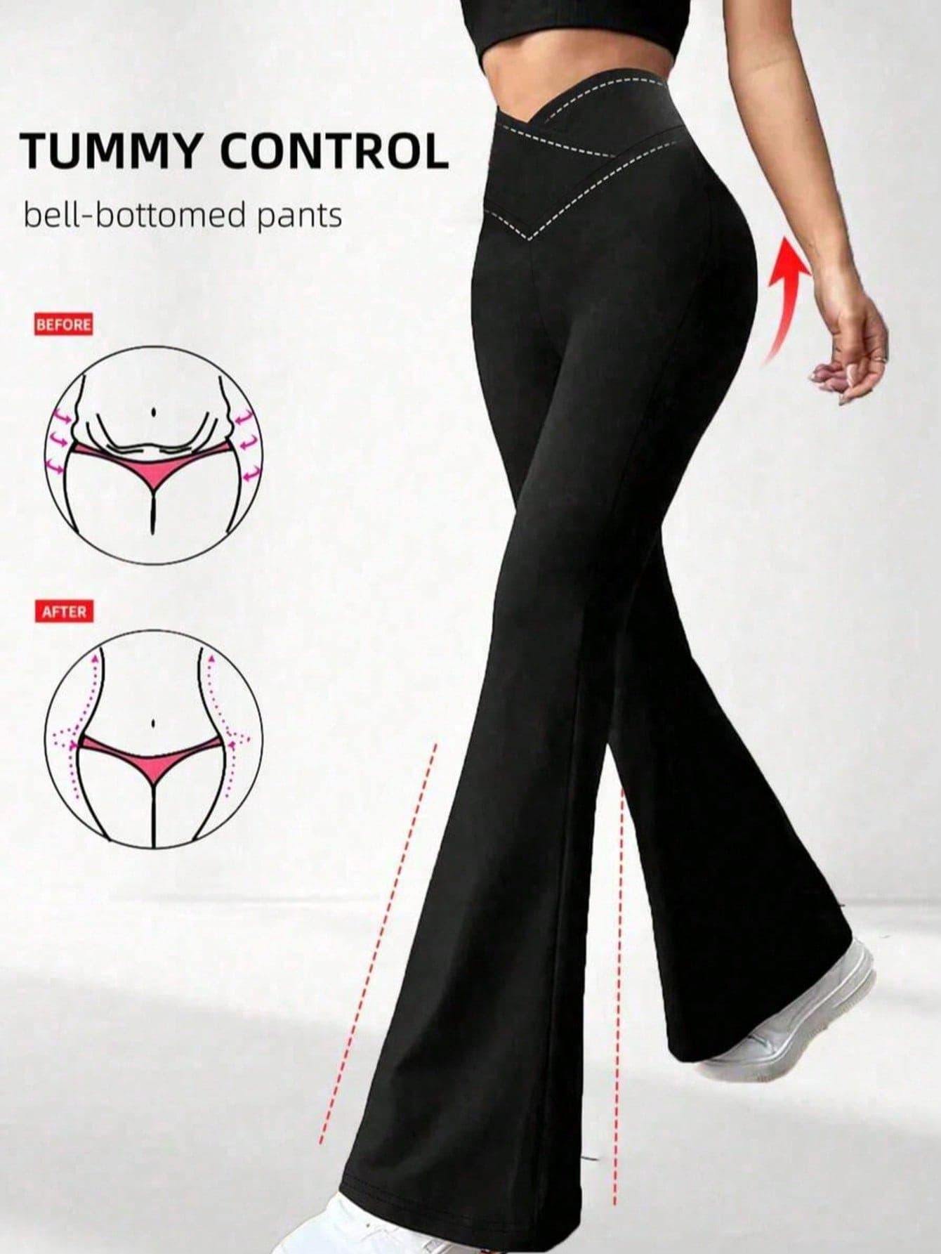 Women's Black Flare Pants, Casual Yoga Leggings, Back To School, Autumn Fashion, Pants, Sweatpants, Women's Full Length Trousers Spring