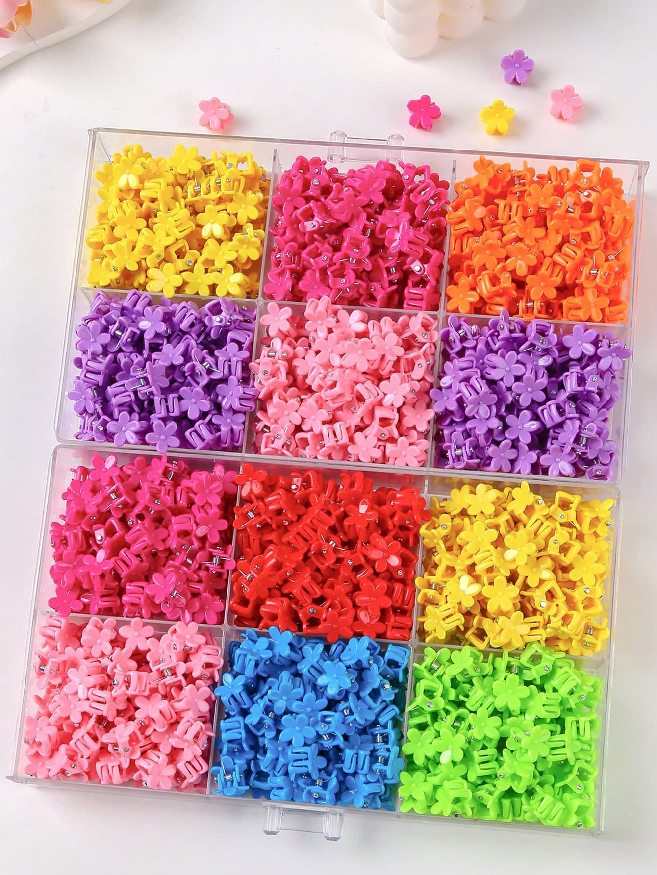 100pcs/Pack Colorful Random Flower Mini Hair Clips, Fashion Fresh Minimalist Cute Girl Hair Accessories, Suitable For Daily Use