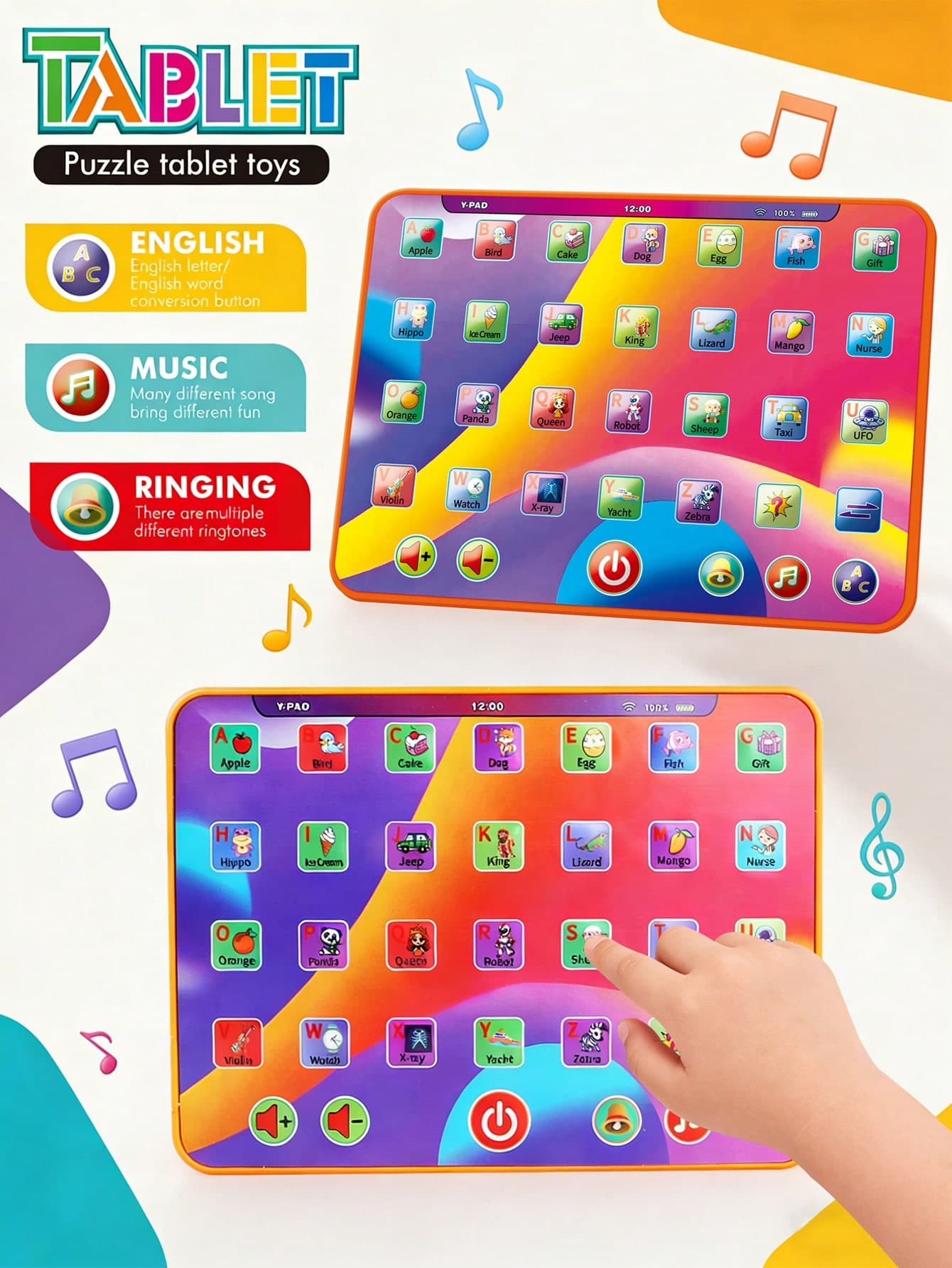 Interactive Learning Tablet With Alphabet, Numbers, Colors, Music And Words, Educational Toy For Kids Aged 3-5, Suitable For Boys And Girls