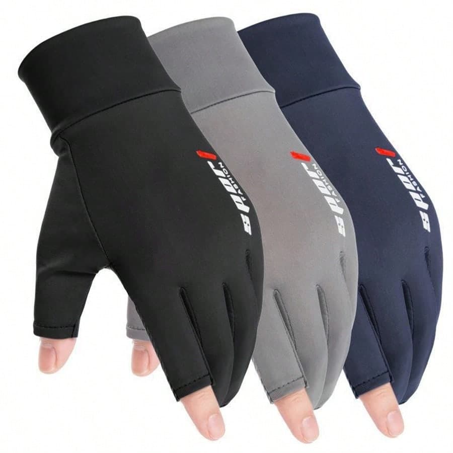 1 Pair Solid Color Polyester (Polyester) Fingerless Gloves, Thin Summer Affordable Gloves, Cycling Driving Gloves, Touchscreen, Holiday Gift