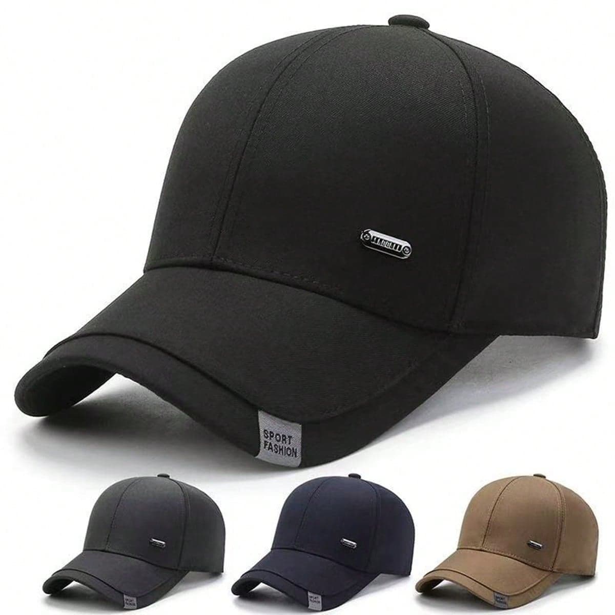 1pc Men's Special Fabric Small Metal Tag Baseball Cap, Outdoor Sports Hat, Adjustable Sun Protection Casual Hat, Suitable For Spring/Autumn Outings, Travel, Beach, Party,Festival,Holiday