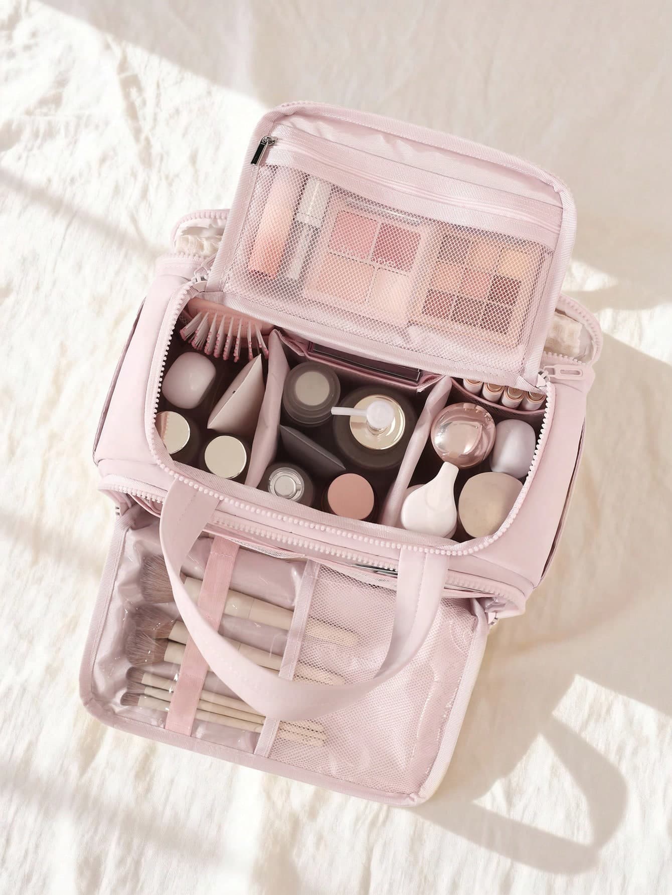 Multi-Pocket Large Capacity Fluffy Makeup Bag Multifunctional Women's, Make Up Bag, Travel Bag, Portable, Lightweight, Durable, Stylish, For Home