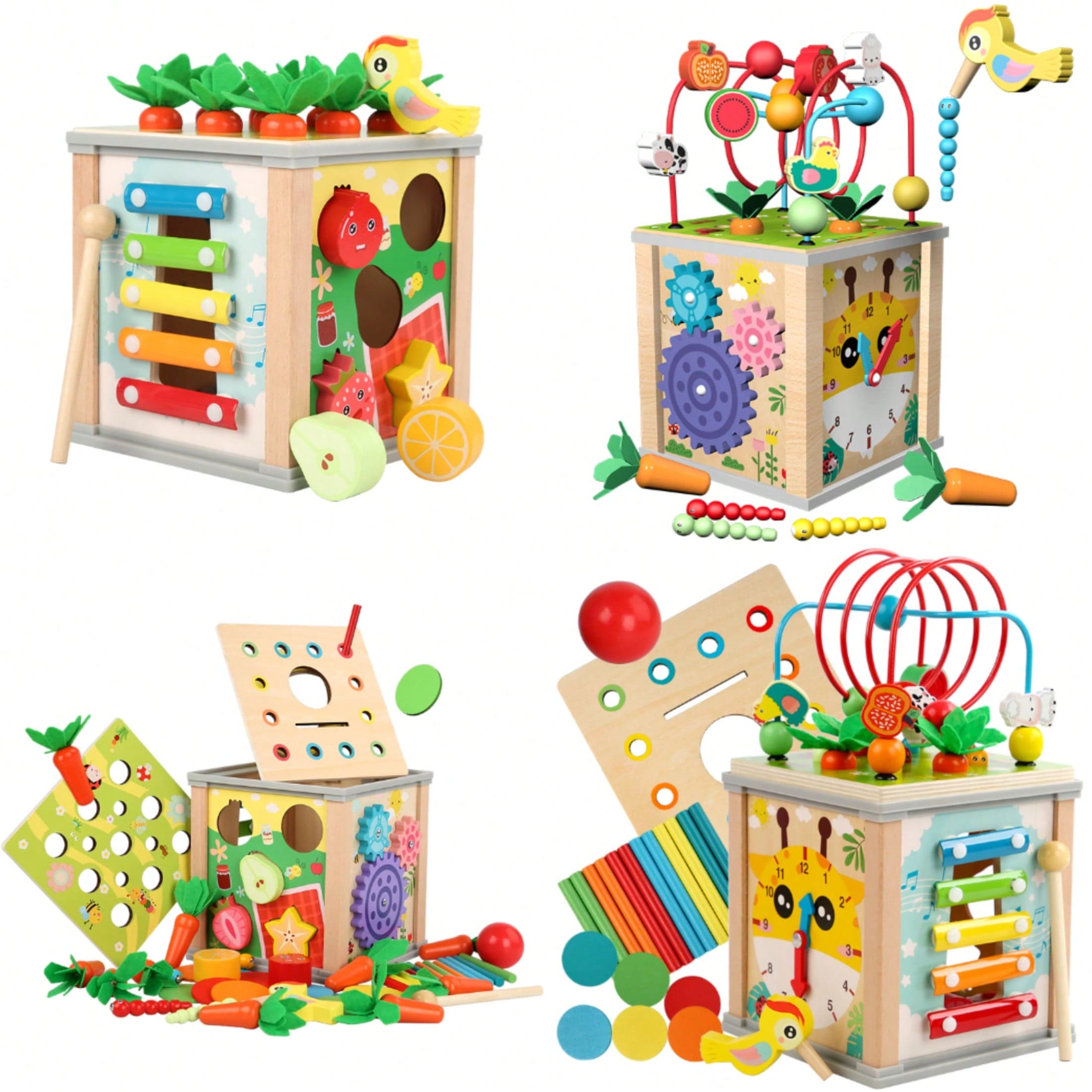 1 Set Kids Multi-Functional Hexagon Treasure Box, Children's Educational Puzzle Toy With Beads, Bug Catching, Piano Keys, Shape Matching, Baby Early Learning Toy