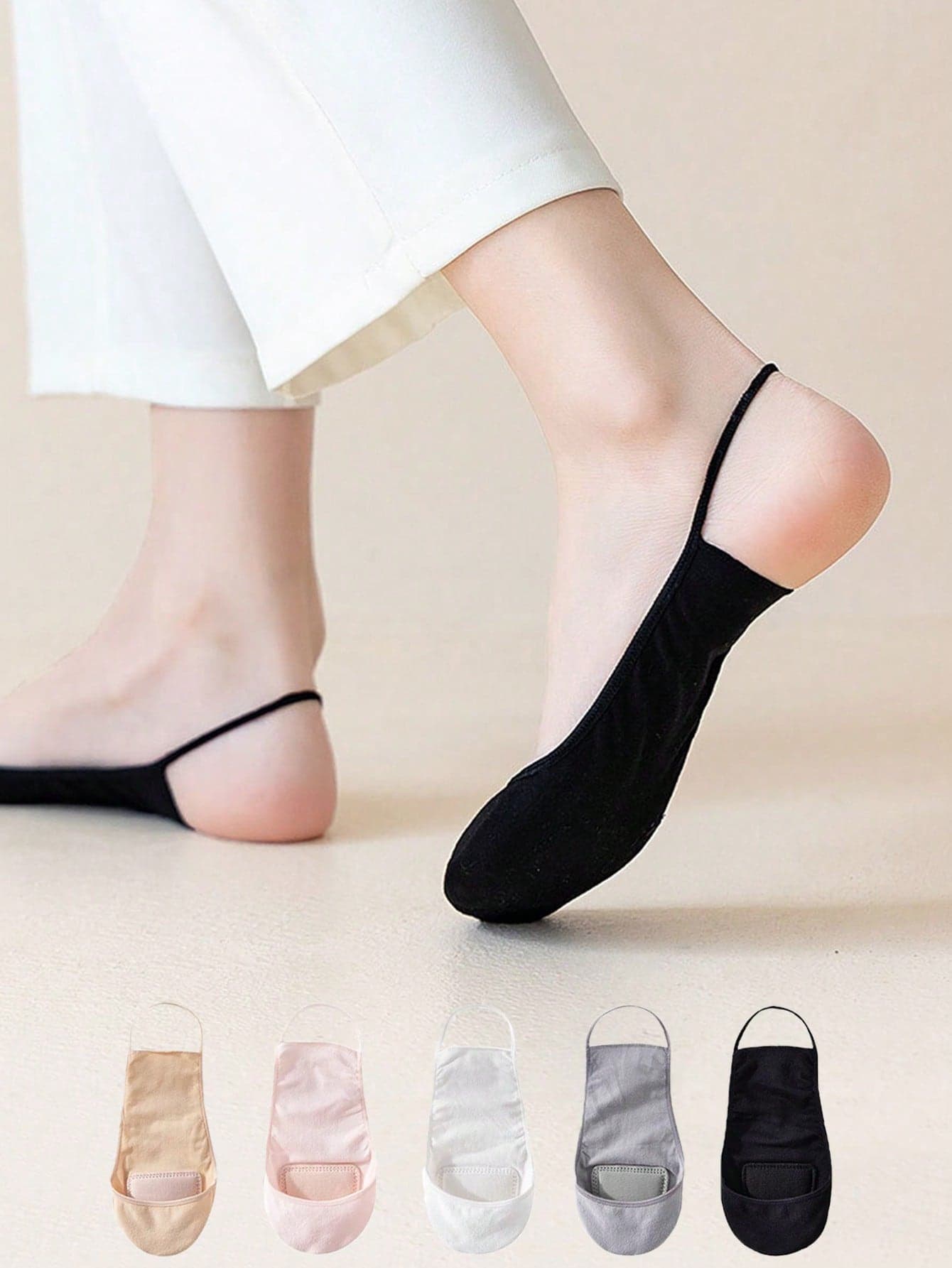 5 Pairs Women's Summer Breathable Ankle Boat Socks, Ultra-Short Thin Invisible Socks For High Heels