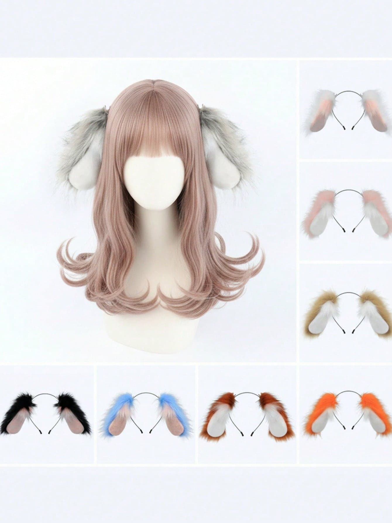 Handmade Fluffy Faux Fur Rabbit Ears Headband, Cosplay Soft Droopy Dog Ear Hair Hoop, Cute Accessory For Photo Shoot, Graduation, Back To School, Party