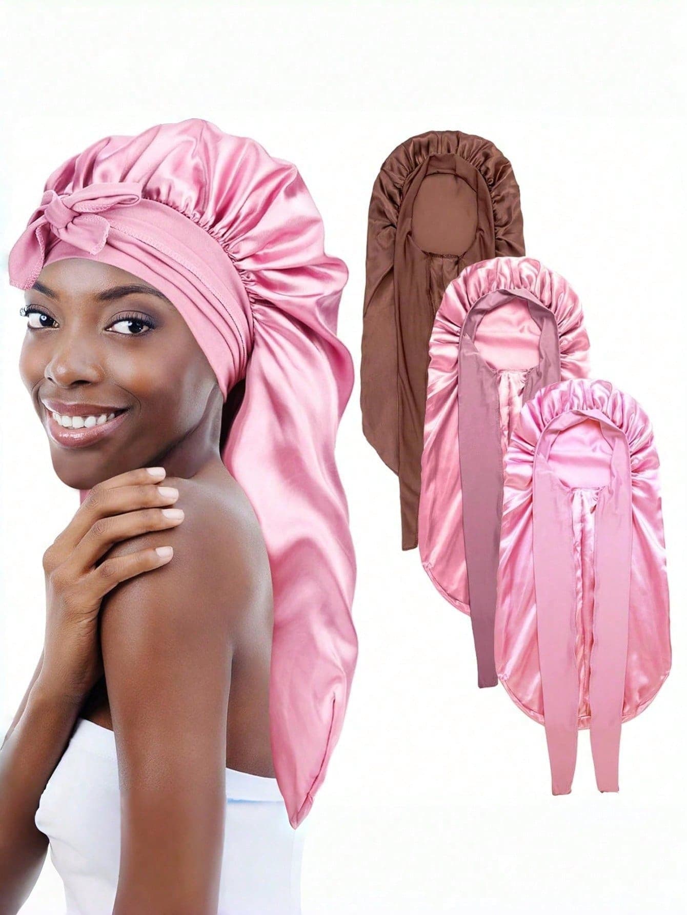 1pc Luxury Satin Silk Sleep Cap With Adjustable Strap, Lightweight Hair Care Sleep Cap Suitable For Long Curly Or Braided Hair, High-Quality Bathroom Accessory, Fashionable And Comfortable, Suitable For Men And Women For Nighttime Hair Care