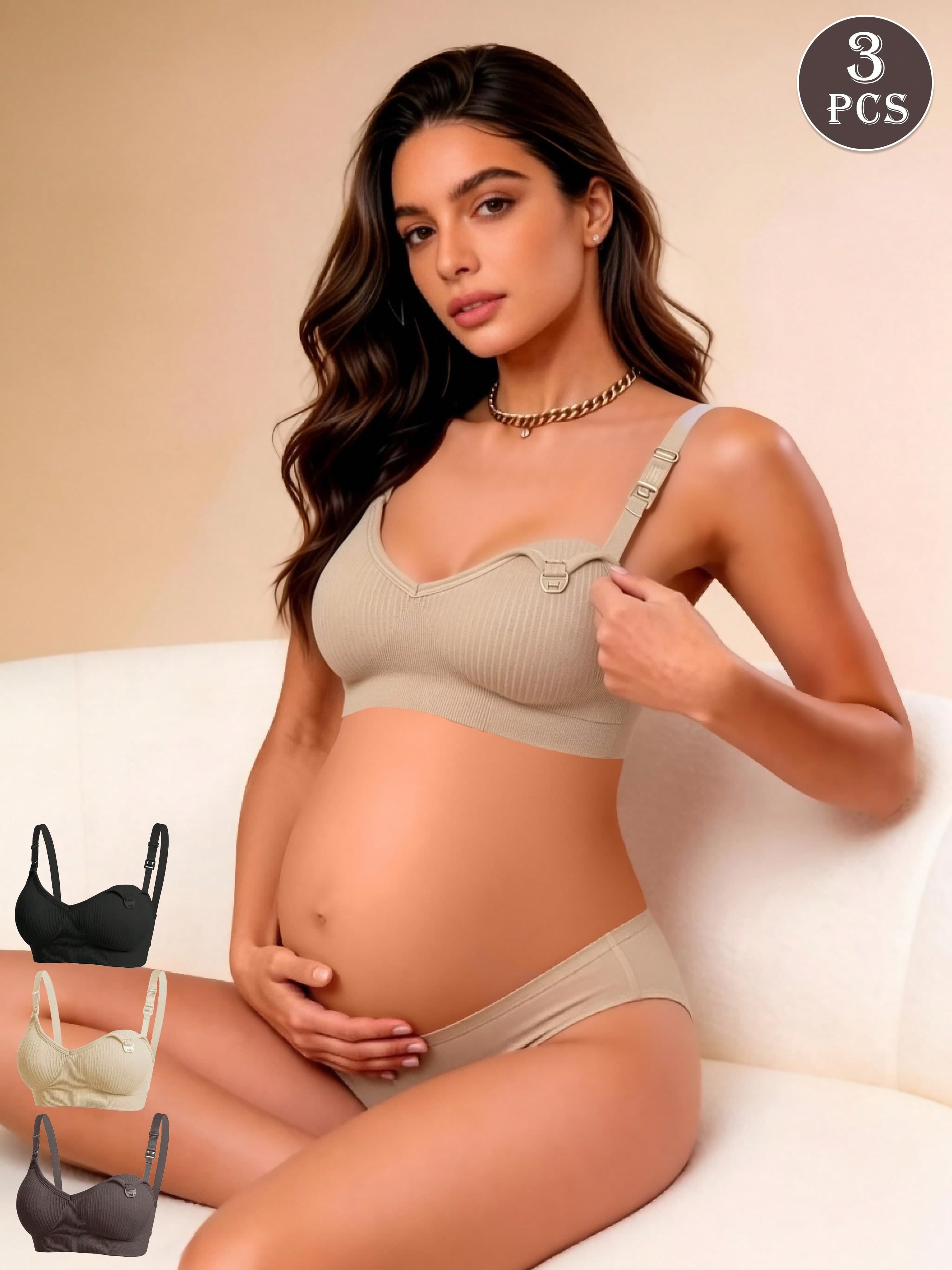 Hart & Haze 3pcs/Set Maternity Nursing Bra With Front Clip Closure, Comfortable Bras For Breastfeeding